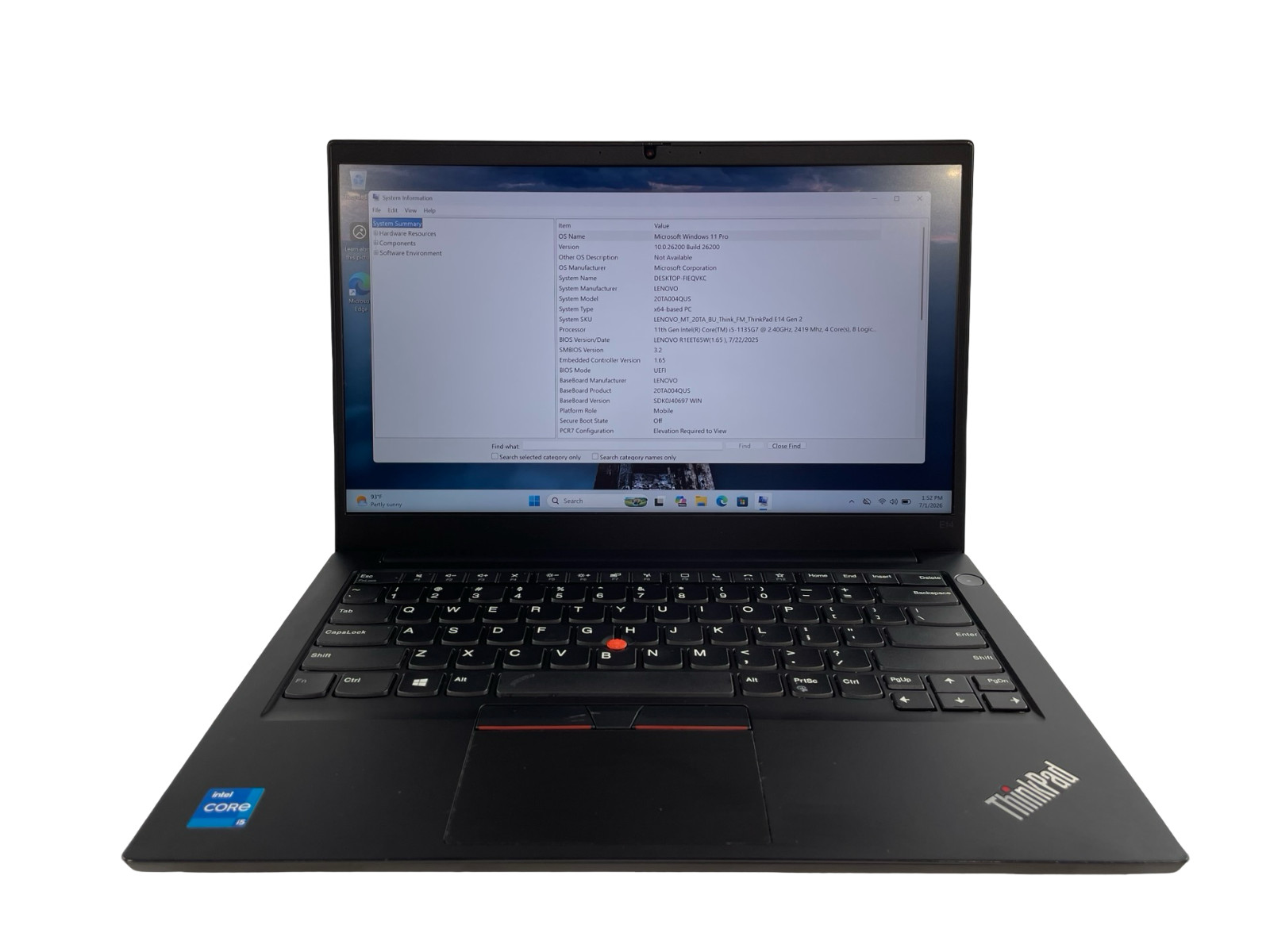Lenovo ThinkPad E14 Gen 2 Core i5-1135G7, 16GB RAM, 128GB NVME, Win11P