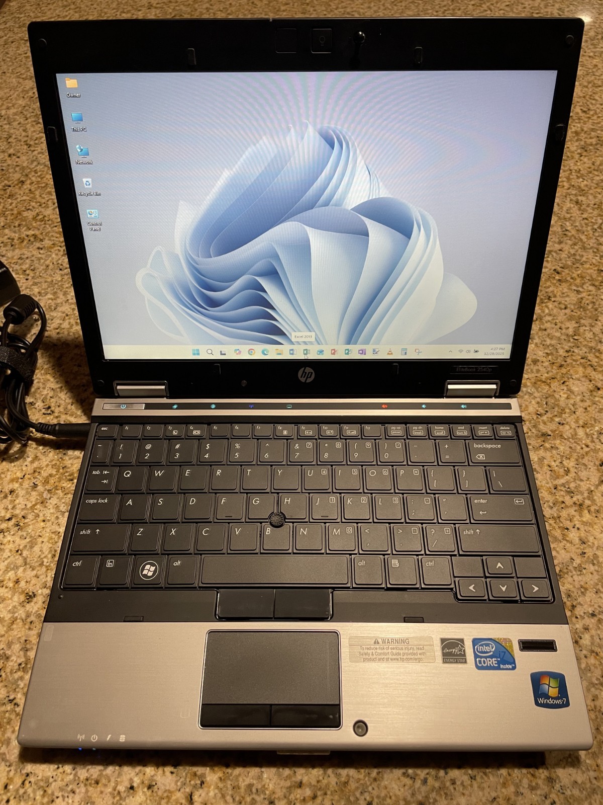 HP Elitebook 2540p Intel i7 2.13GHz Windows 11 Pro 512GB SSD Office Pro 2013