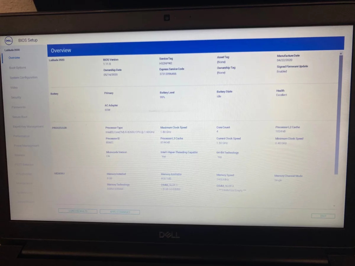 Lot of 2 Dell Latitude 3500 i5-8265U 8GB RAM POSTS NO SSD/OS For Parts