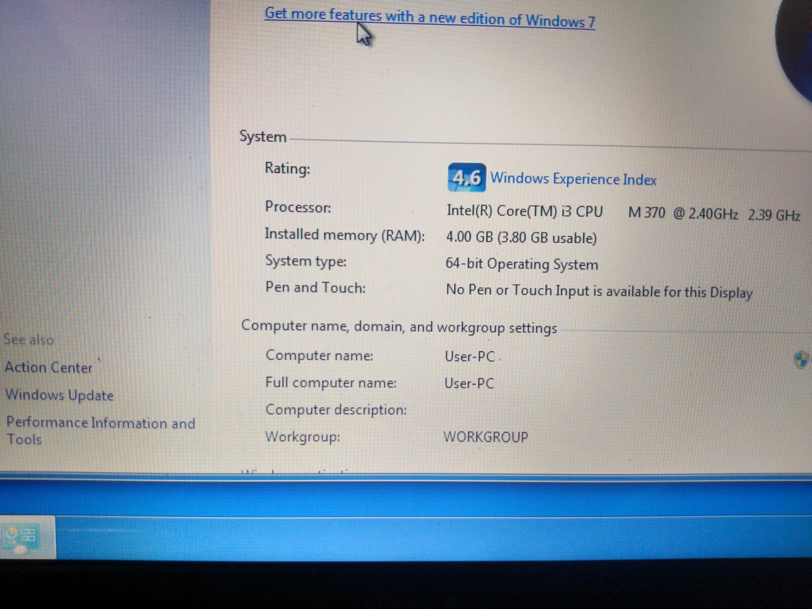 Dell Inspirion n5010, 4 GB of ram, Intel core I3 M 370, 450 GB HDD