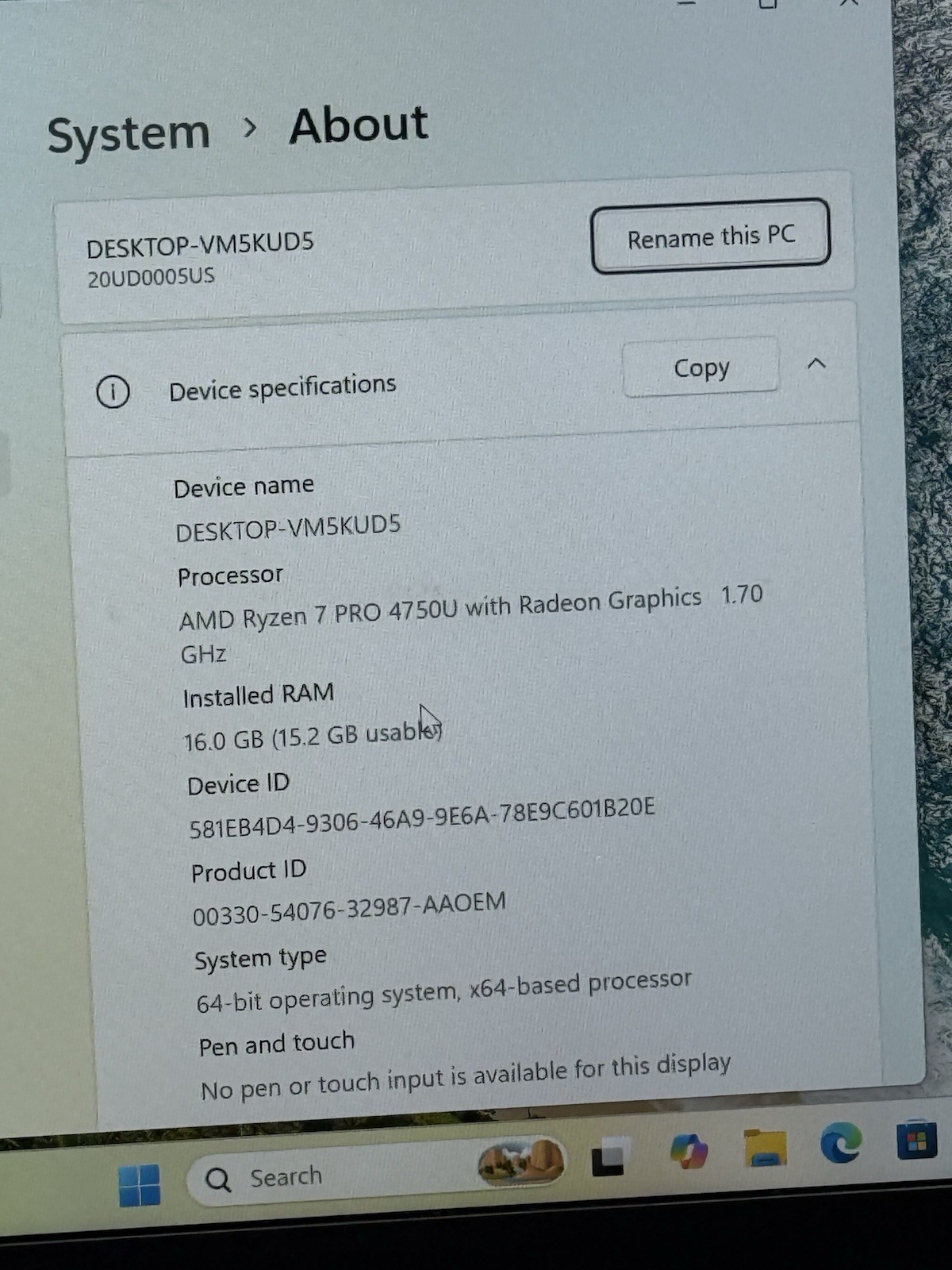 Lenovo ThinkPad T14 Gen 1 14” FHD R7 Pro 4750U 1.70GHz 16GB 512GB NVMe Win11P