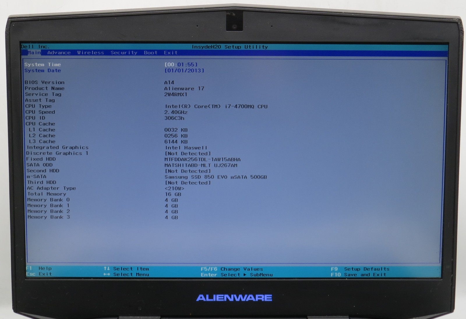 Alienware 17 R3 i7-4700MQ @ 2.4GHz 16GB RAM 256GB SSD No OS