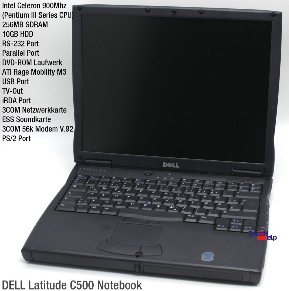 DELL LATITUDE C500 INTEL Celeron 900MHz PIII LAPTOP 256MB 10GB PPARALLEL LPT