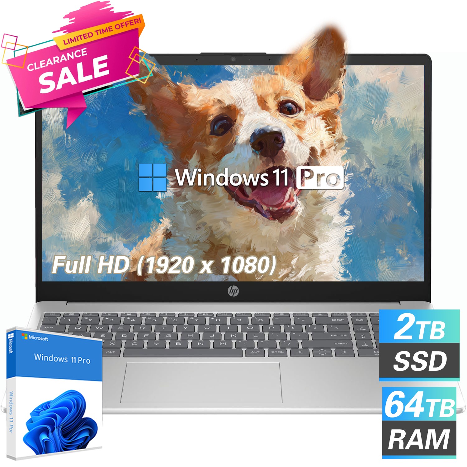 HP 15.6″FHD Touch Laptop 4.5GHz AMD Ryzen 7 UpTo 64GB RAM 4TB SSD WIFI6 Win11Pro
