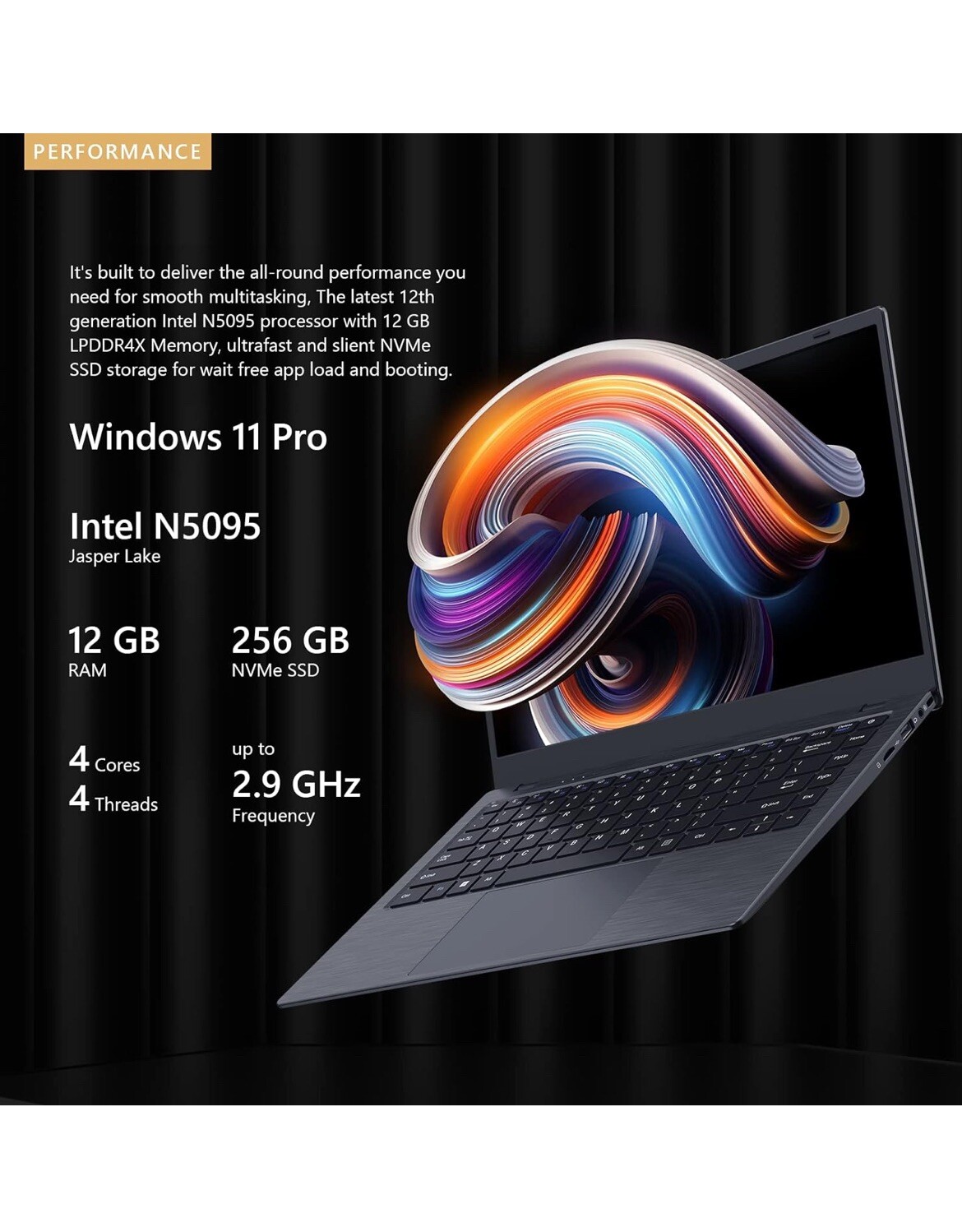 Tulasi Laptop 12GB LPDDR4X RAM 256GB 14” 1080P WIN11 SSD Laptop (READ!)FFF62