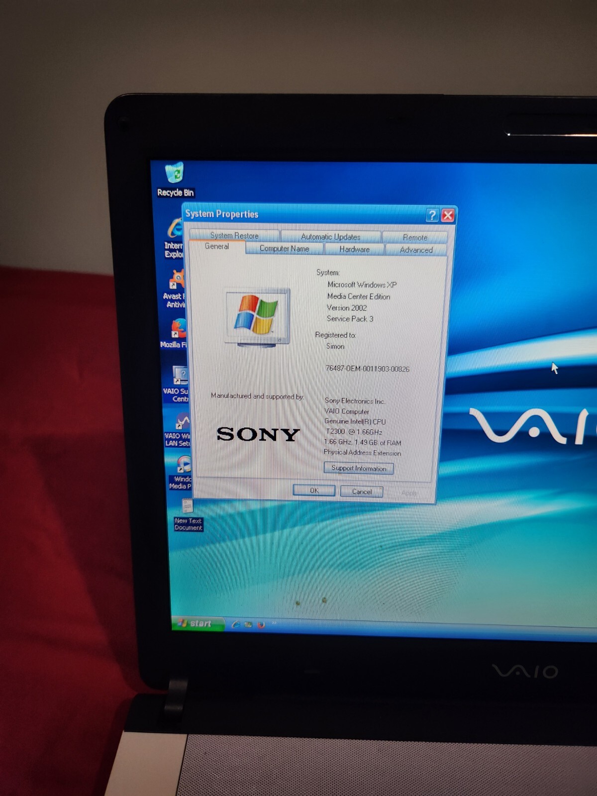 Sony Vaio VGN-FE550G / PCG-7H1L Laptop and charger