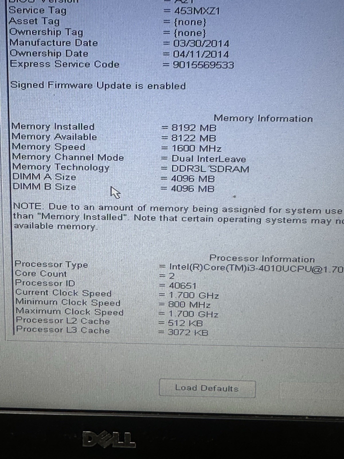 Dell Latitude E7240 i3-4010U 8GB RAM, No hdd with Charger