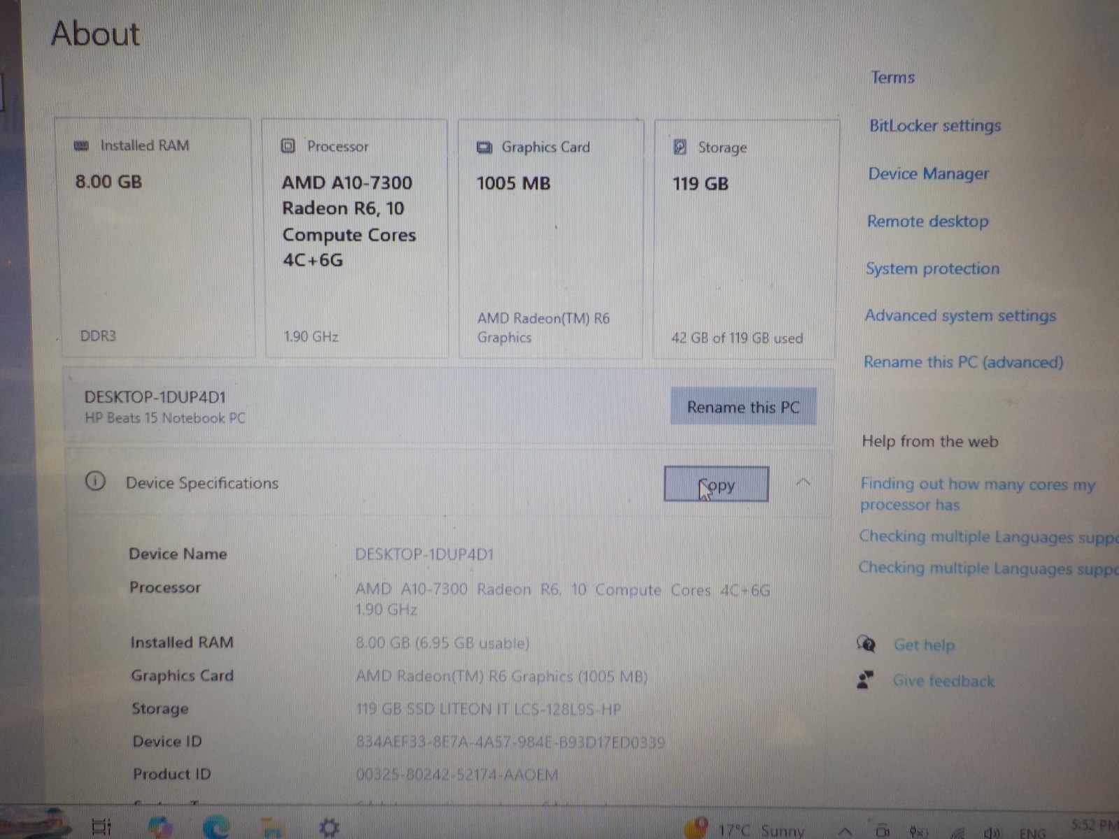 HP Beats 15 Laptop 15.4″ Touchscreen 8GB RAM 128gb SSD AMD A10-7300 Radeon R6