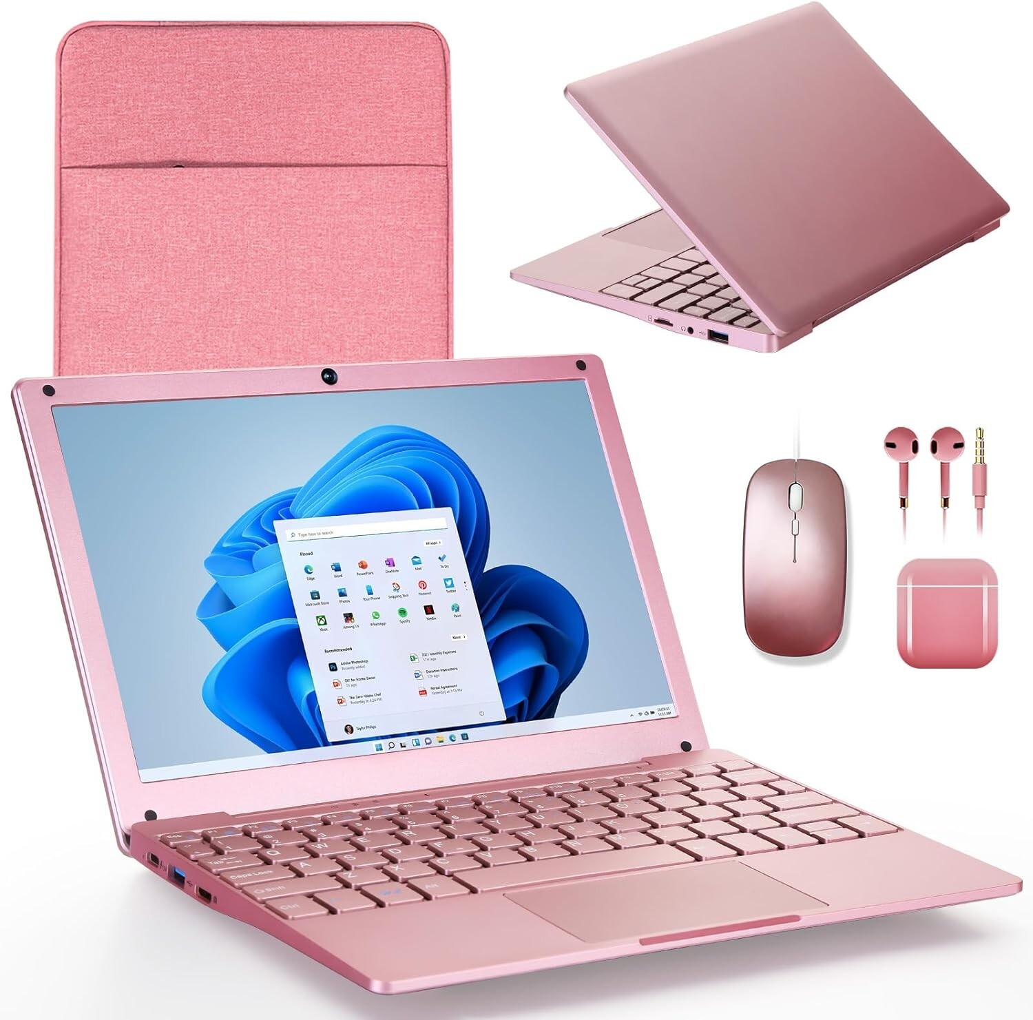 10” Laptop Windows 11 Notebook 8GB+128GB Intel Celeron Quad-Core Processors