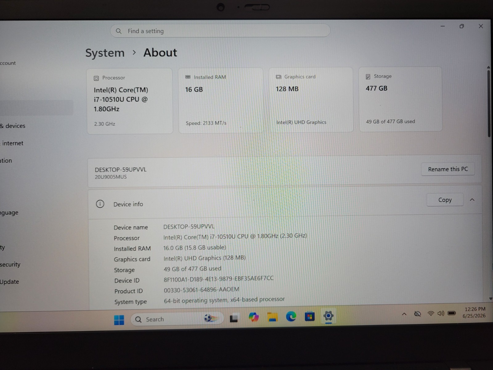 Lenovo ThinkPad X1 Carbon Gen 8 14″ i7-10510U 16GB RAM 512GB SSD | C1076