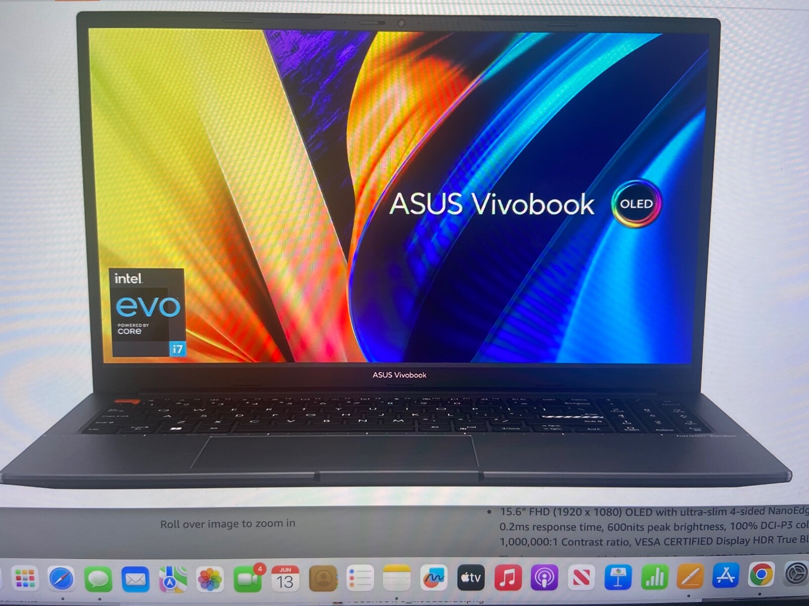 ASUS VivoBook S 15 OLED Slim Laptop, 15.6” FHD OLED Display, Intel Core i7 12 th