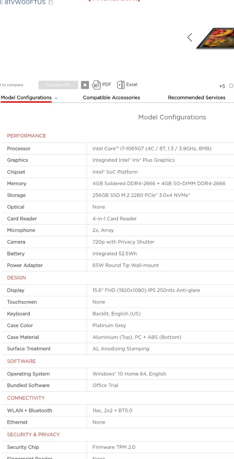 Lenovo IdeaPad S340 15.6″ 256GB SSD Intel Core i7 10th Gen (1.30 – 3.90 GHz) 8GB