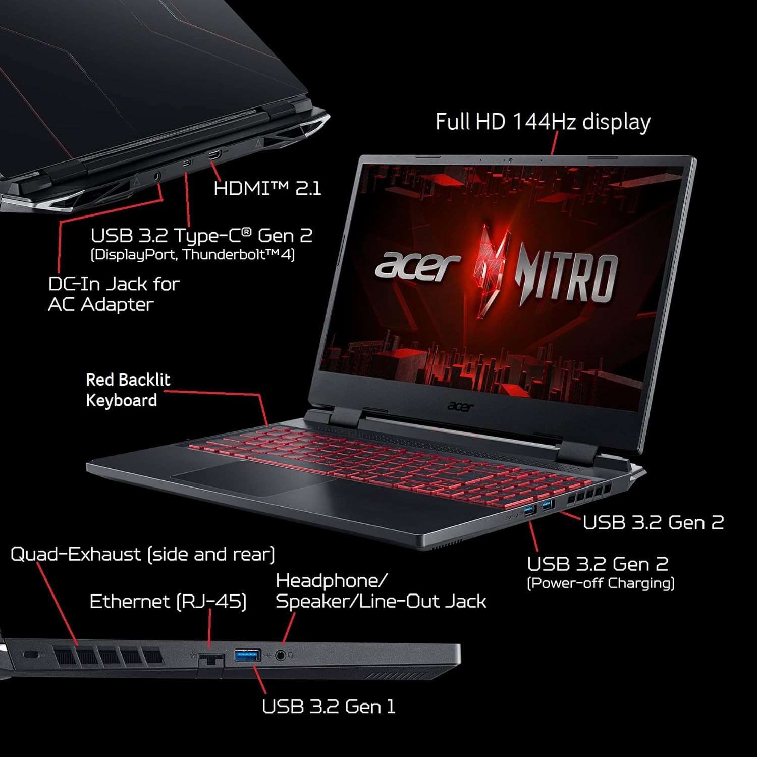 Nitro 5 AN515-58-57Y8 Gaming Laptop | Intel Core I5-12500H | NVIDIA Geforce RTX