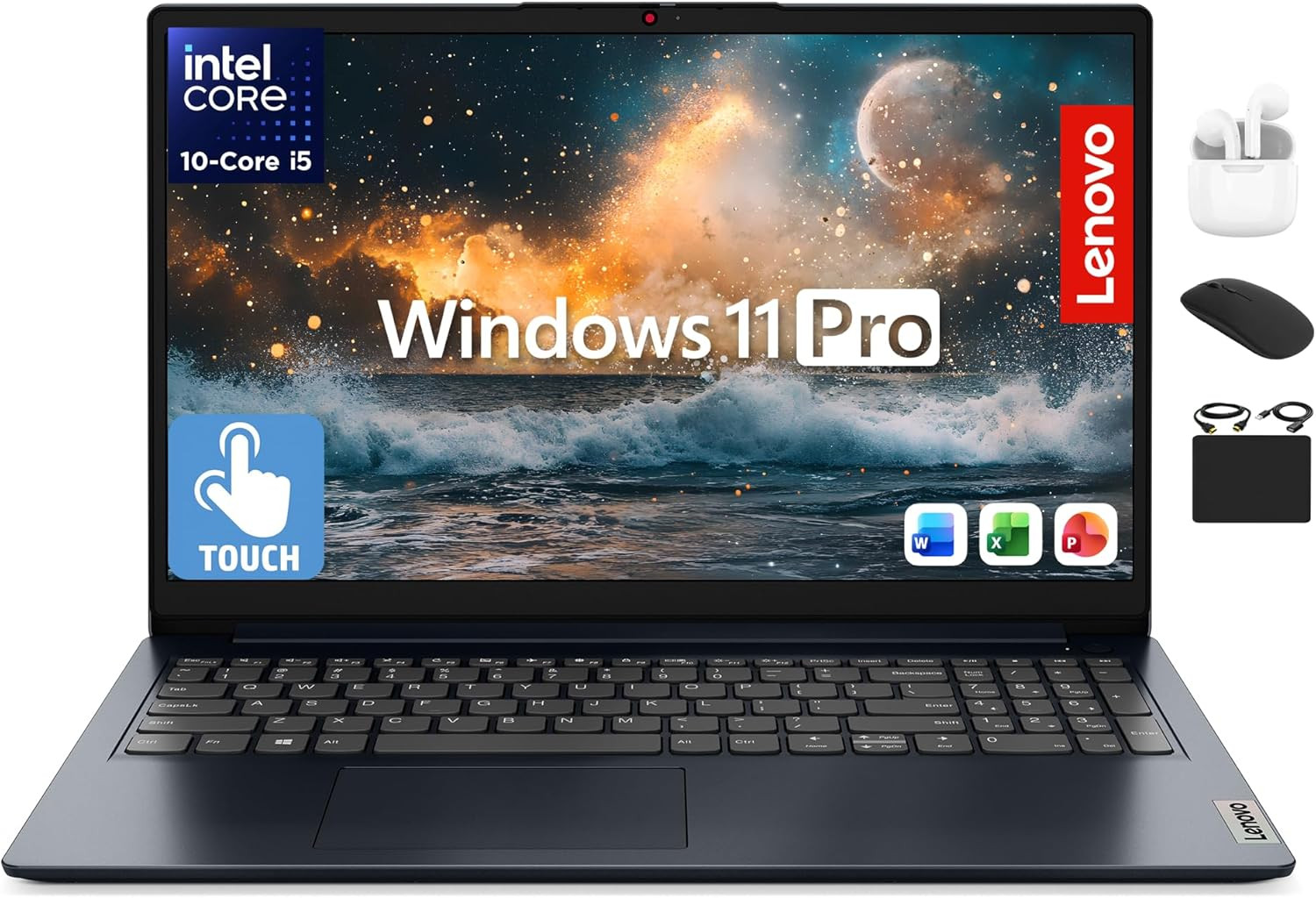 Ideapad 15.6” Flagship Touchscreen Laptop 2025, 10-Core Intel I5, Lifetime Offic