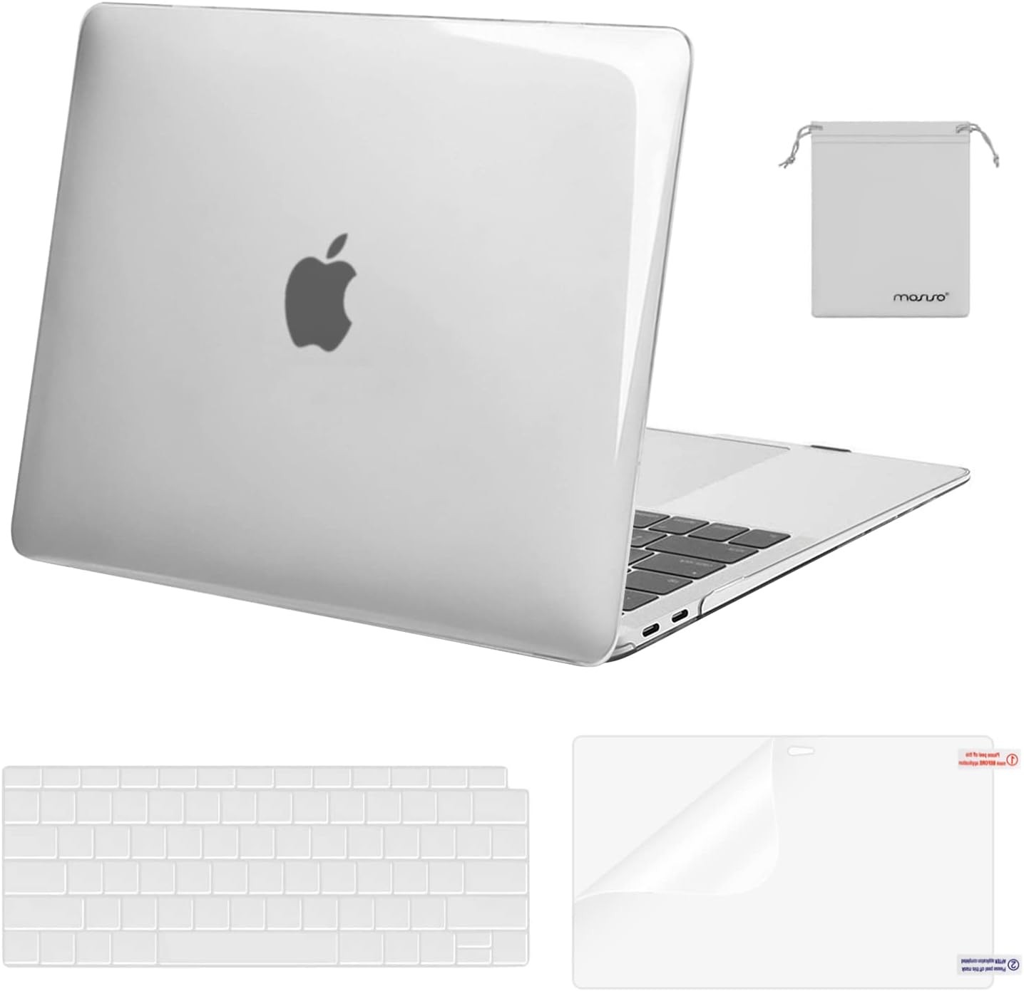 MacBook Air 13 inch Case M1 Chip 2021-2018 Release A2337 A2179 A1932, Transparen