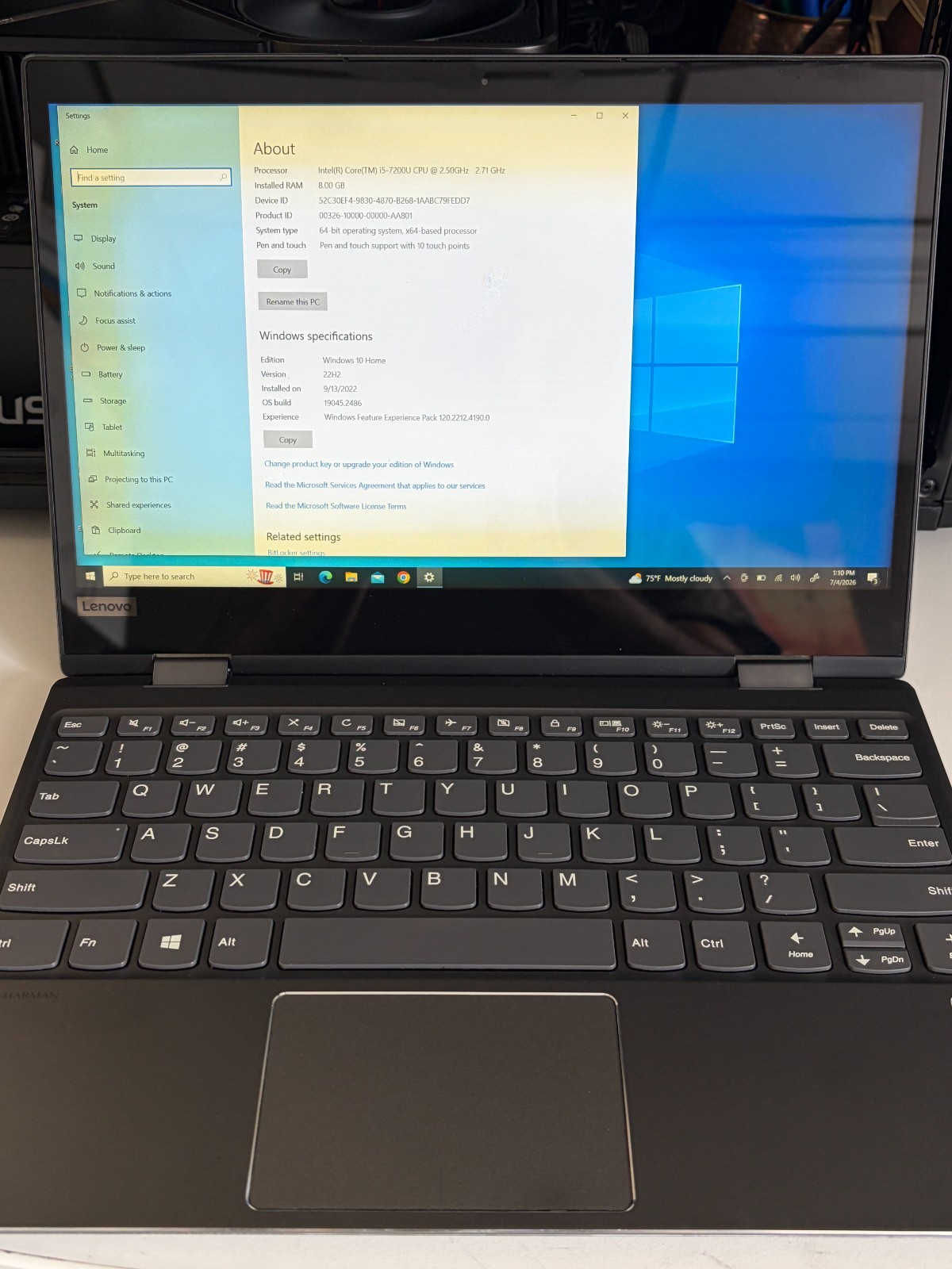 LENOVO YOGA 720-12IKB | INTEL CORE I5-7200U 2.50GHZ | 125GB | 8GB