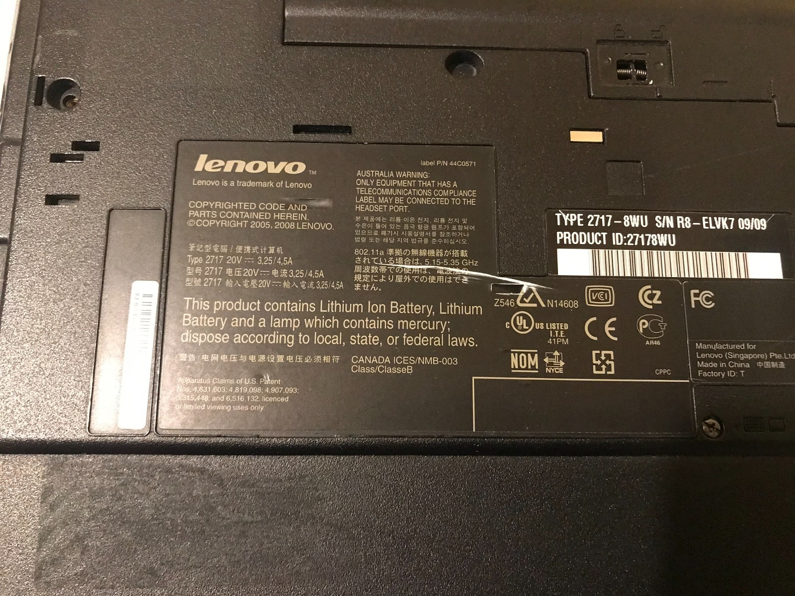 Lenovo Thinkpad R500 15″ Laptop Core 2 Duo P8600 2.4 GHz 160GB HDD 2048 MB RAM