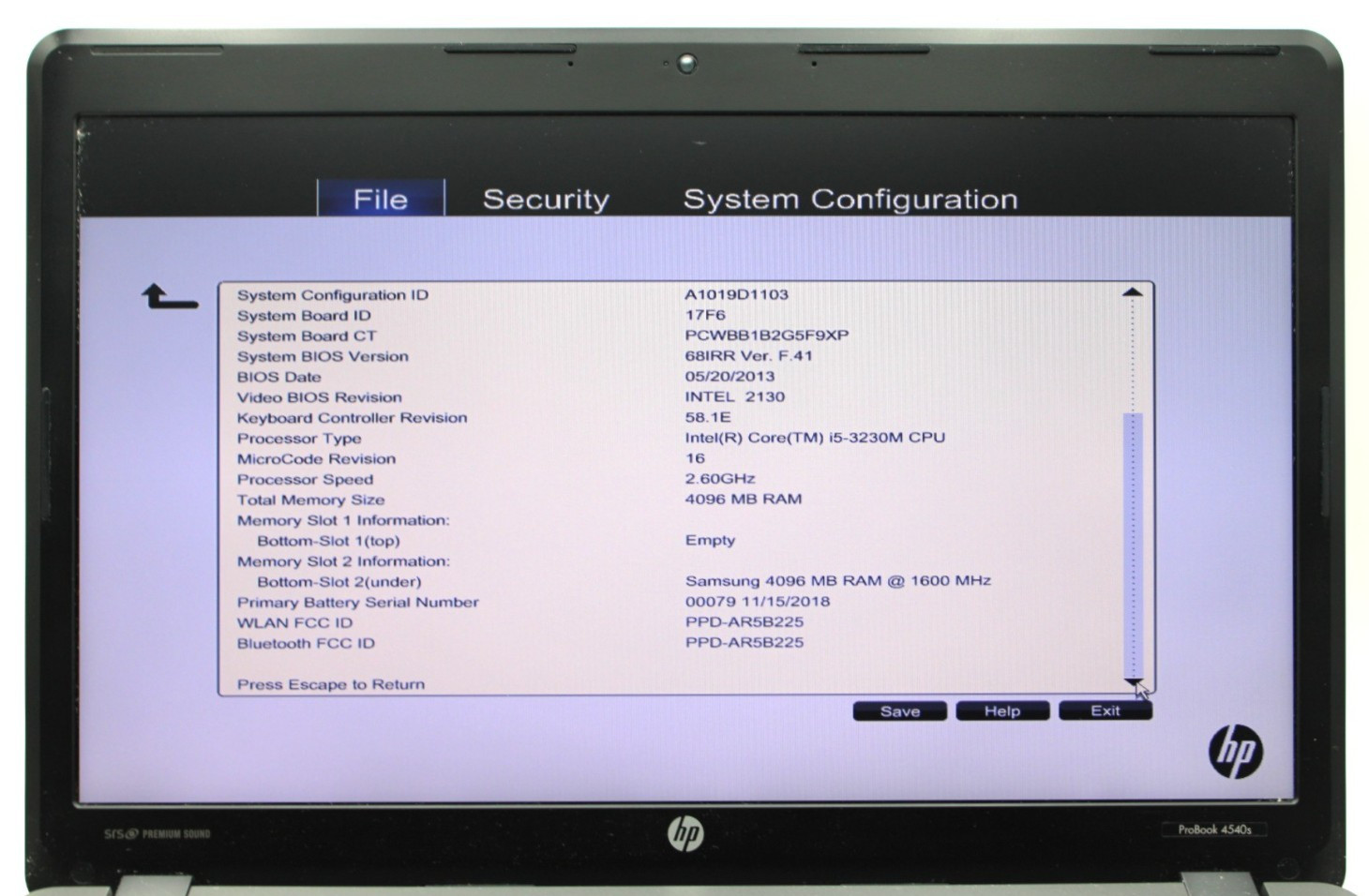 HP ProBook 4540s i5-3210M@2.5GHz 4GB DDR3 NO STORAGE OR OS *USED/TESTED*