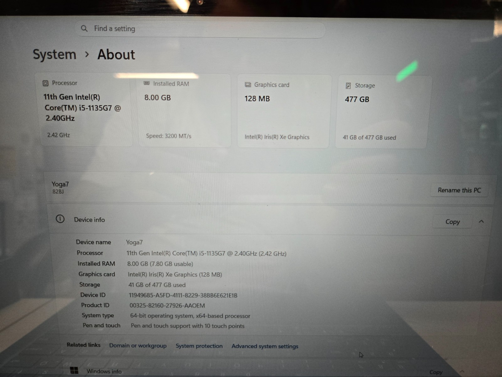 Lenovo Yoga 7 15ITL5 15.6″ i5-1135G7 2.4GHz 8GB RAM 512GB SSD Windows 11 Touch