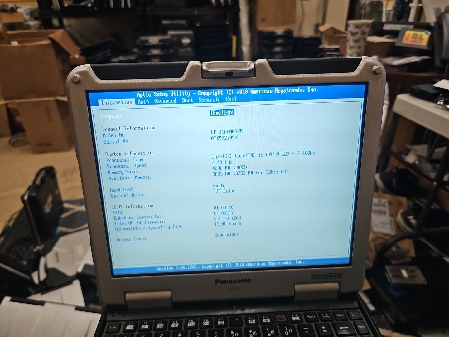 Panasonic Toughbook CF-31 MK-1 i5 520M @ 2.40GHz 8GB RAM DDR3 ( 19940HRS)
