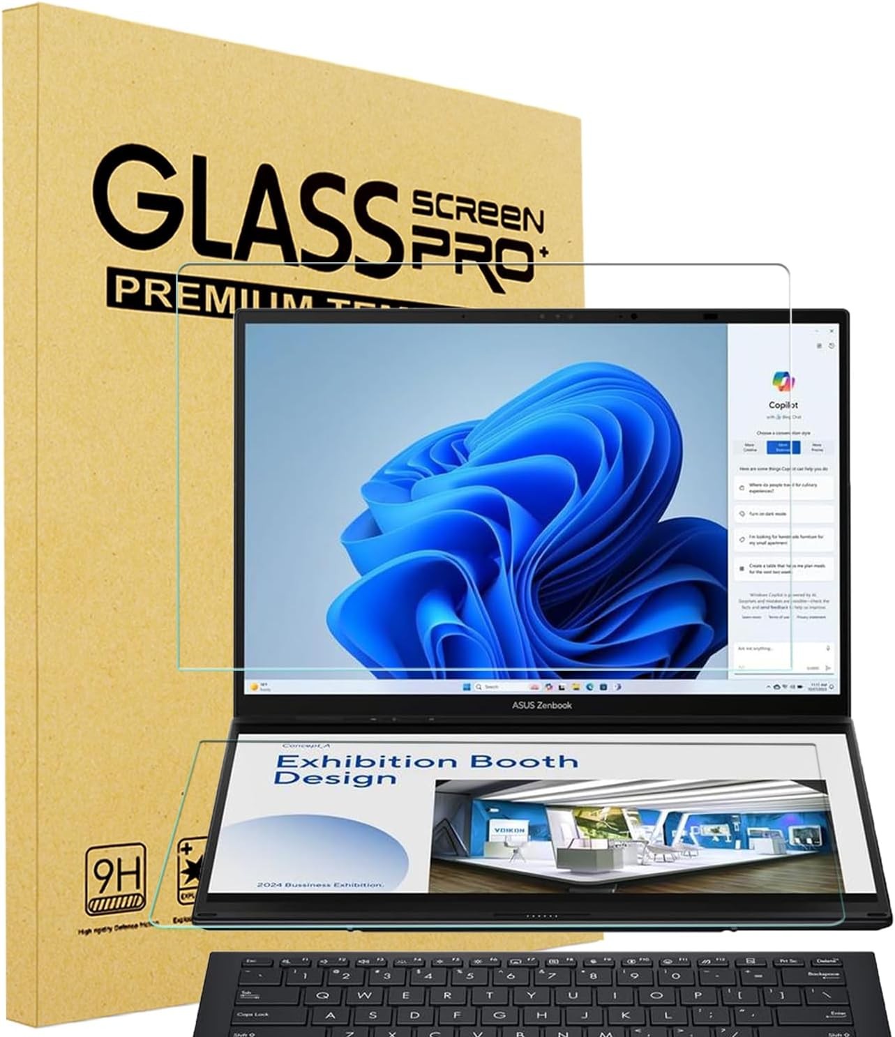 14 inch Tempered Glass Screen Protector for ASUS Zenbook Duo 2-in-1 Laptop Dual