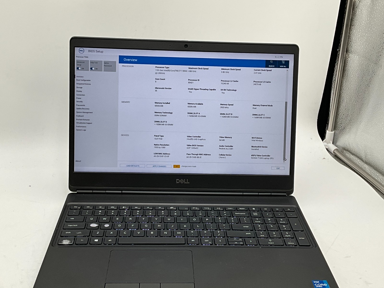 DELL Precision 7560 i7-11850H 2.50 64GB 1tb T1200 15.6″ WIN11 laptop 22YR2J3