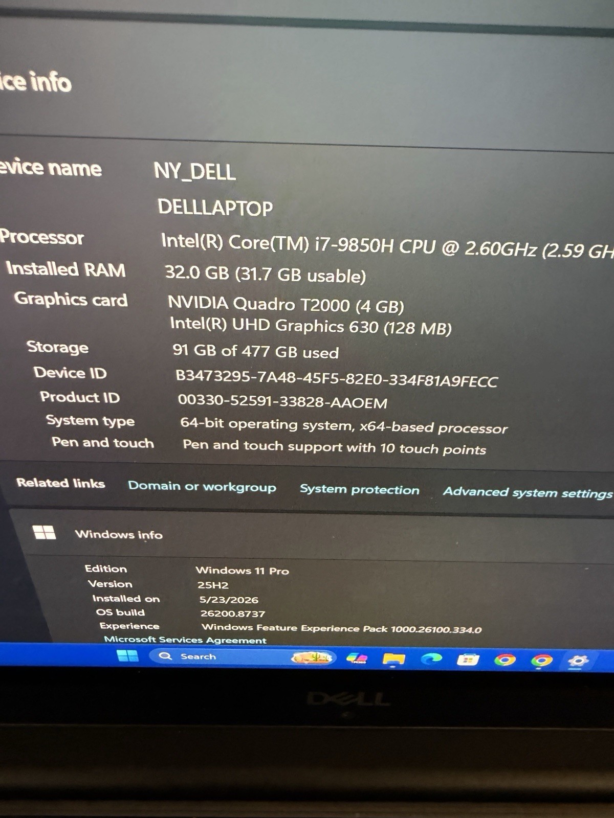 Dell Precision 5540 15.6″ i7-9850H 32GB RAM 512GB SSD Laptop Win11