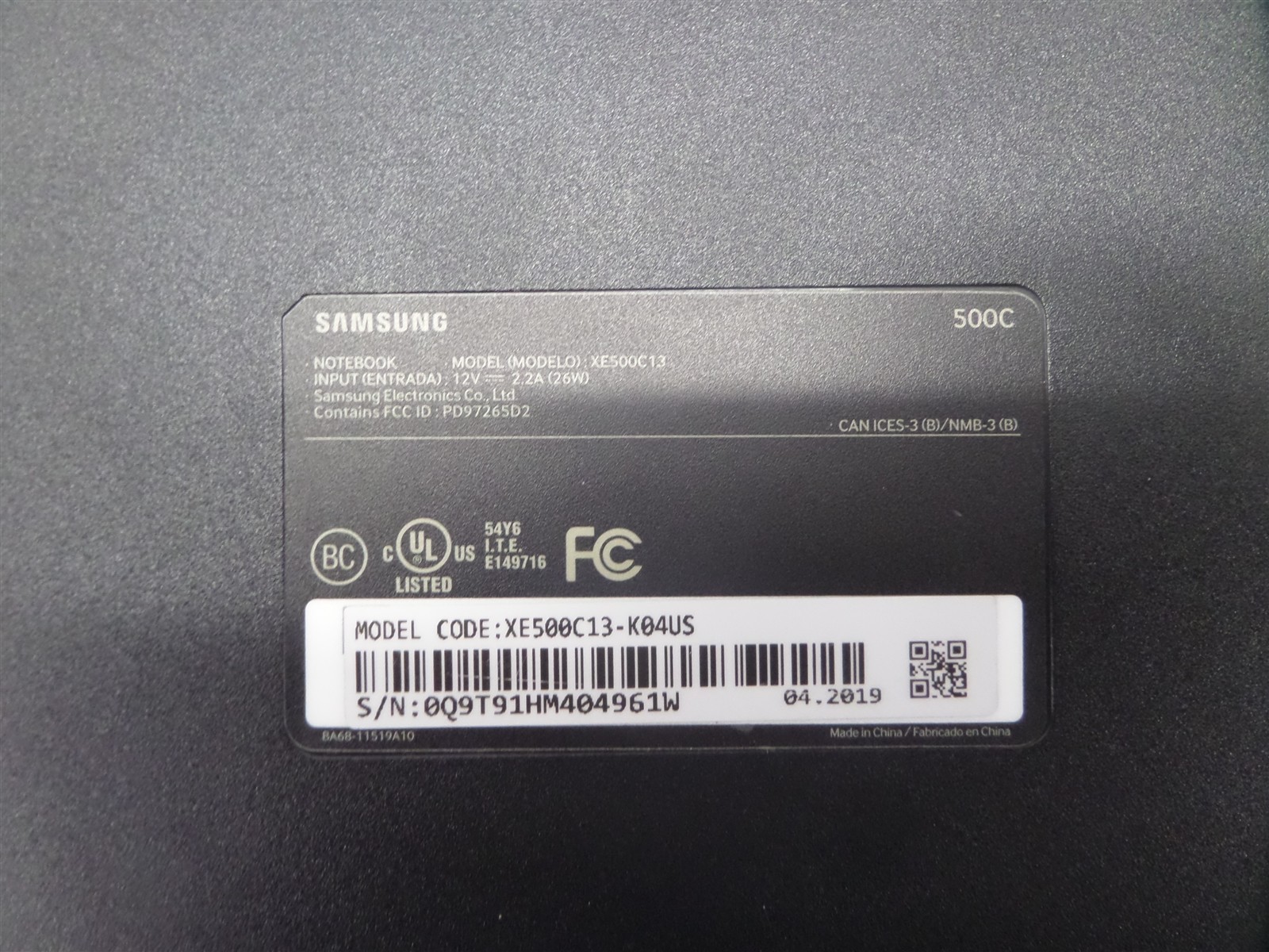 Samsung 11.6″ Chromebook 3 XE500C13-K04US Celeron N3060 1.6GHz 4GB RAM 16GB eMMC
