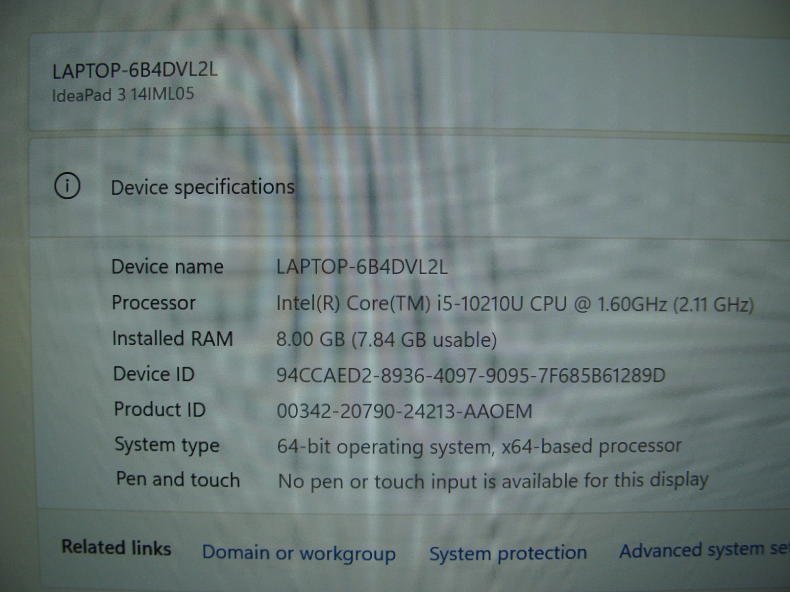 Lenovo IdeaPad 3-14IML0 14″ FHD Core i5-10210U 1.6GHz 8GB 512GB W11Home +Charger