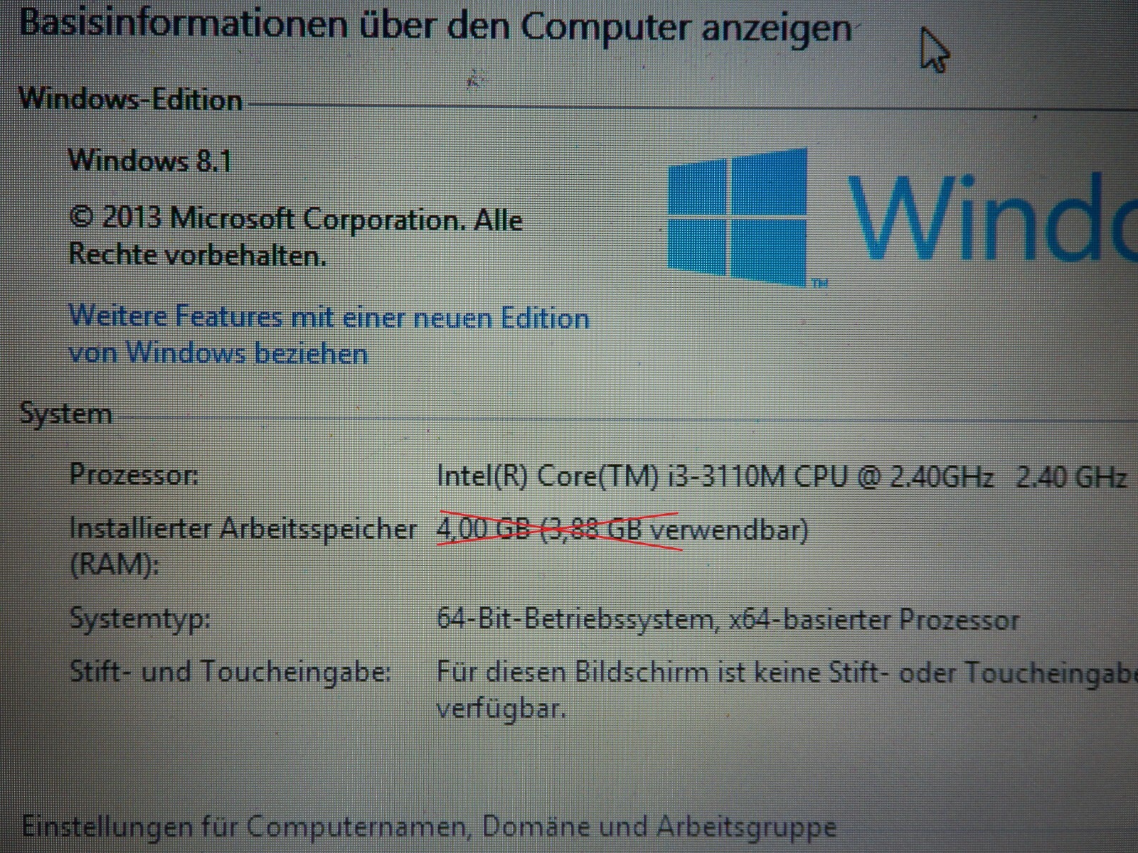 SONY Laptop SVE14AG15M, Intel Core i3-3110M, 14″ Zoll AMD Radeon, Unvollständig