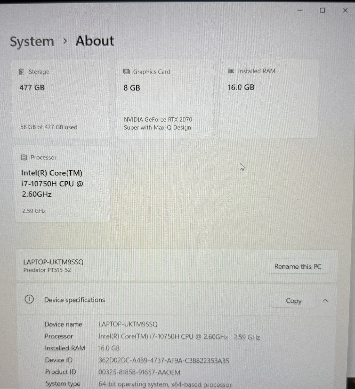 Acer Predator Triton 500 SE PT515-52