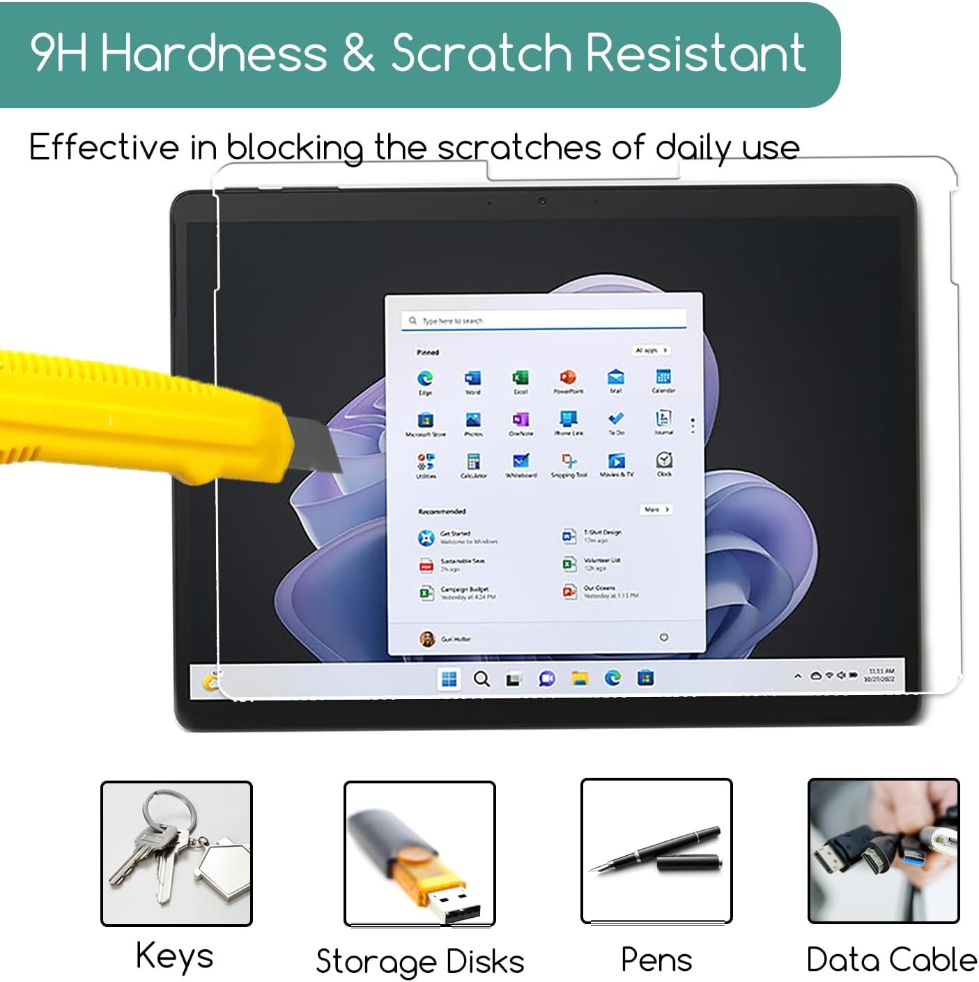 2-Pack Ultra HD Tempered Glass Screen Protector for Surface Pro 9, 10, 11, Case