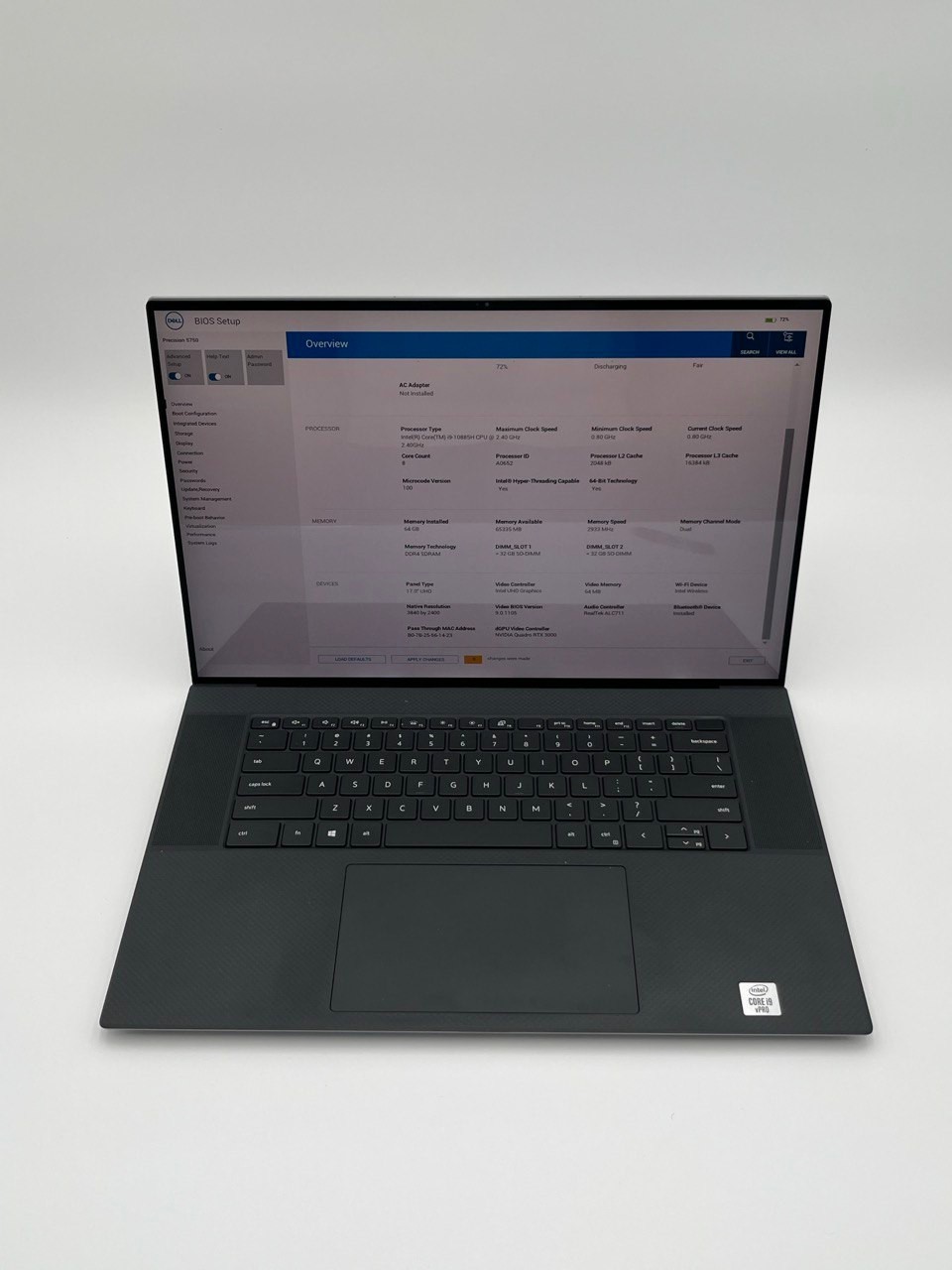 DELL PRECISION 5750 17” I9-10885H 2.40GHZ 64GB RAM 1TB RTX 3000 4K TOUCHSCREEN