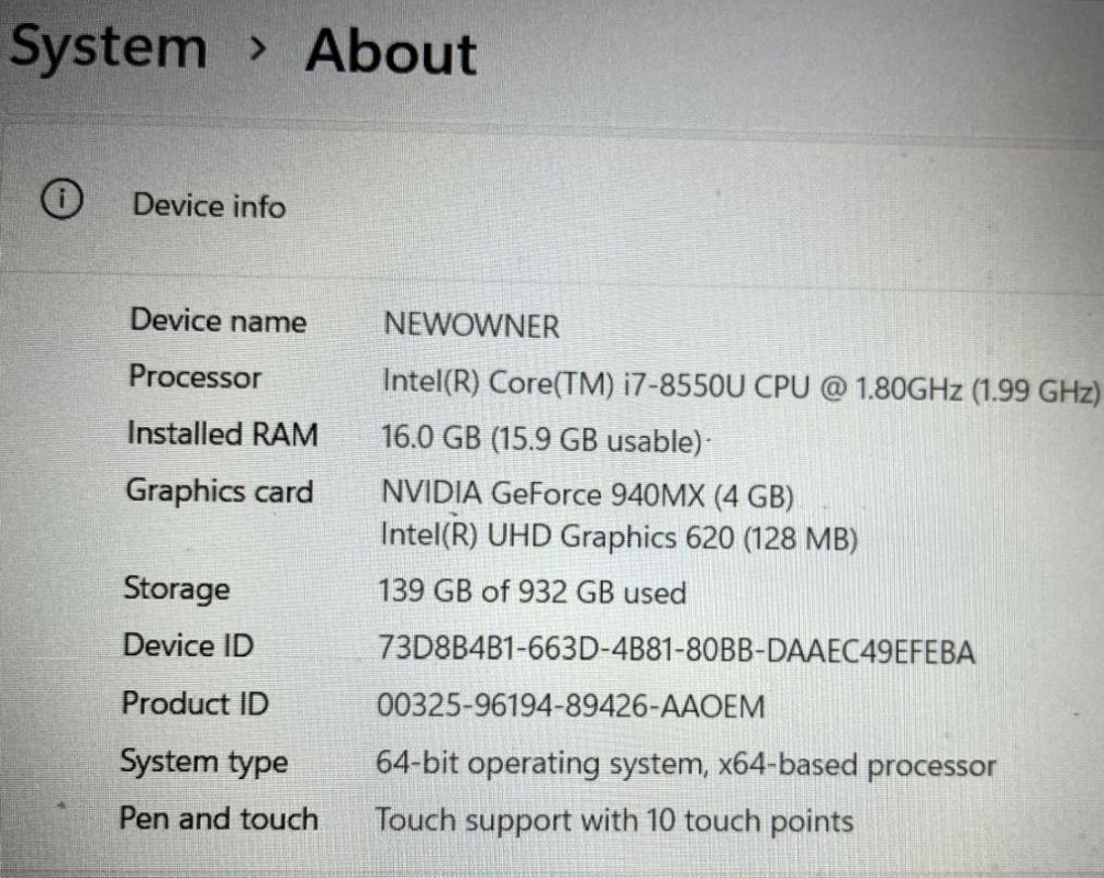 HP PAVILION LAPTOP 15-cc1xx, 16GB/1TB/i7-8550u/WINDOWS 11 Home, DIAGNOSTICS DONE