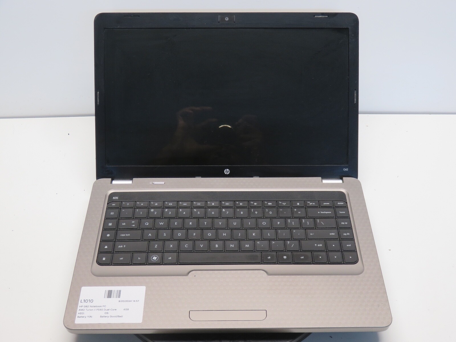 HP G62-435dx AMD Turion II P540 Dual-Core Processor 2.4 GHz 4GB NO HDD No Batt