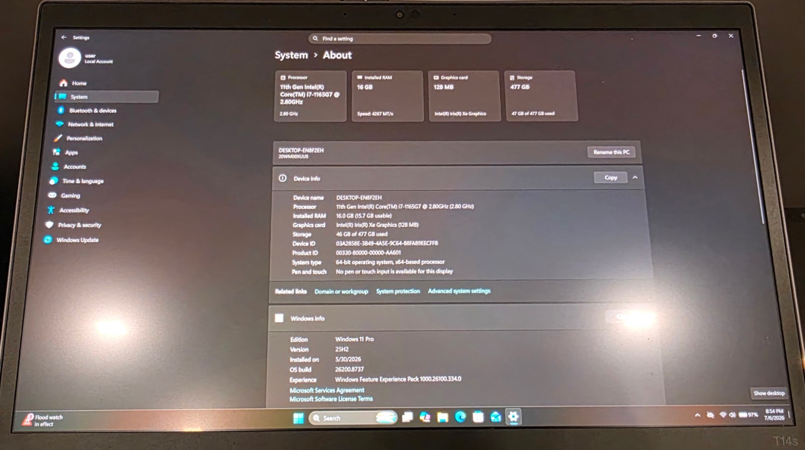 Lenovo Thinkpad T14s Gen2 i7 16 GB RAM 512GB SSD 4K Touch Screen