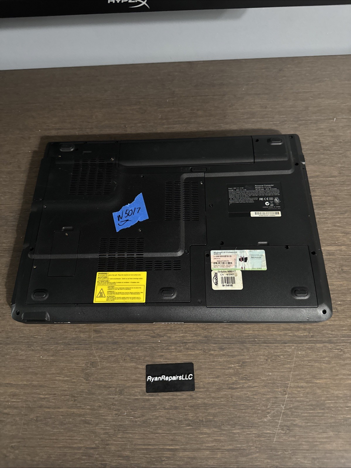 Vintage Nobilis N5017 X72IA6 Laptop Broken Screen