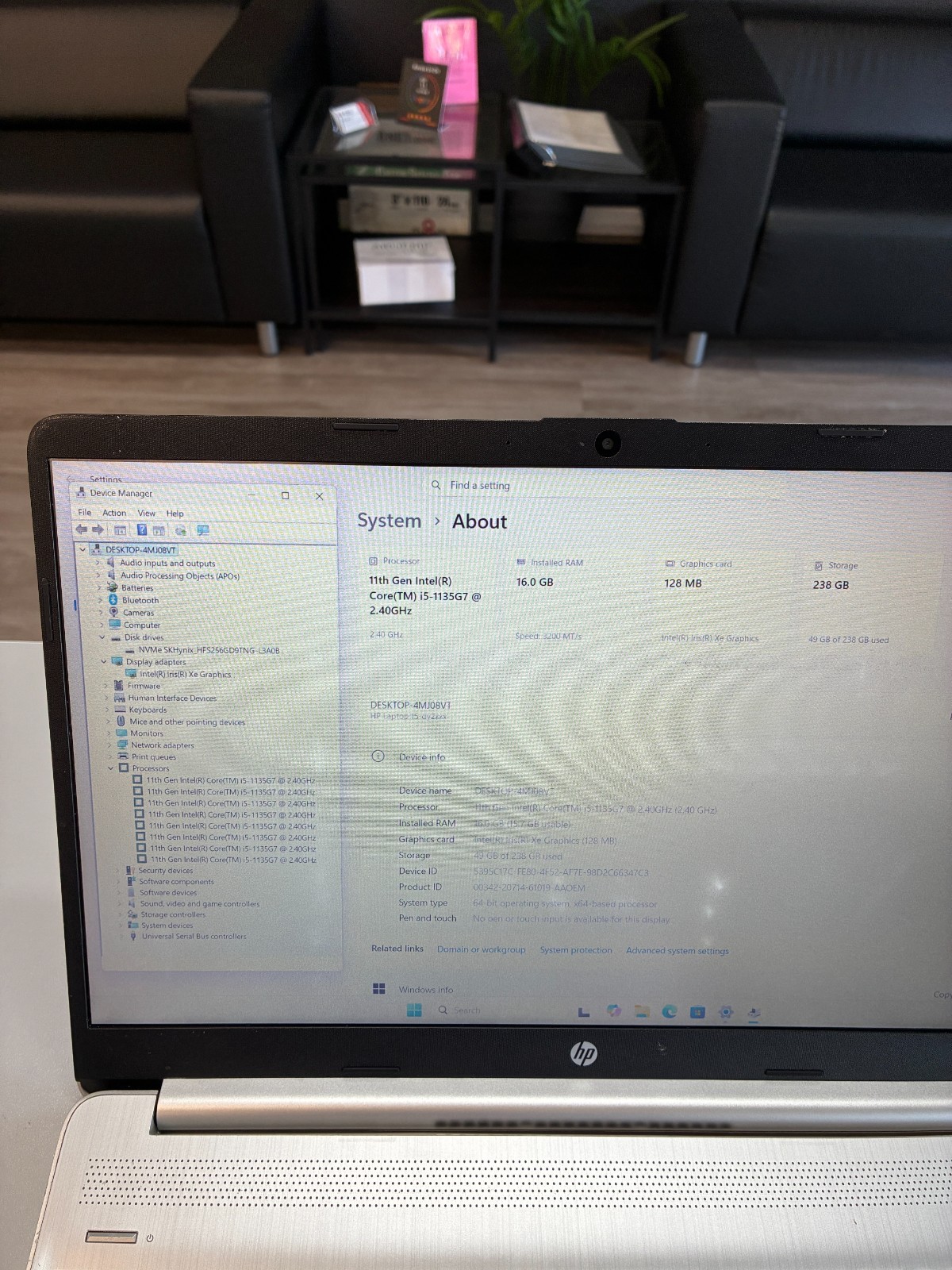 HP 15-dy2095wm: 15.6″ / i5-1135G7 / RAM 16Gb / SSD 256Gb / Win 11