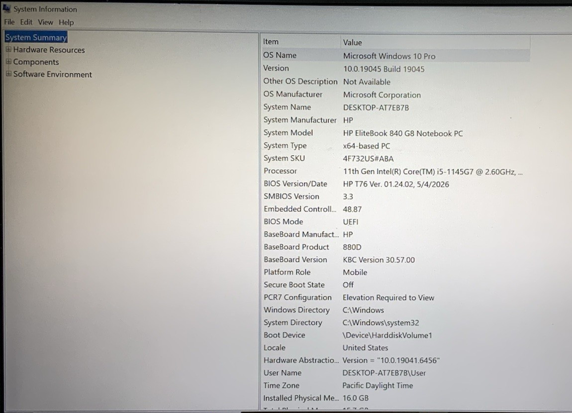 HP EliteBook 840 G8 14″ Intel i5-1145G7 16GB DDR4 512GB NVMe | Windows 10 Pro