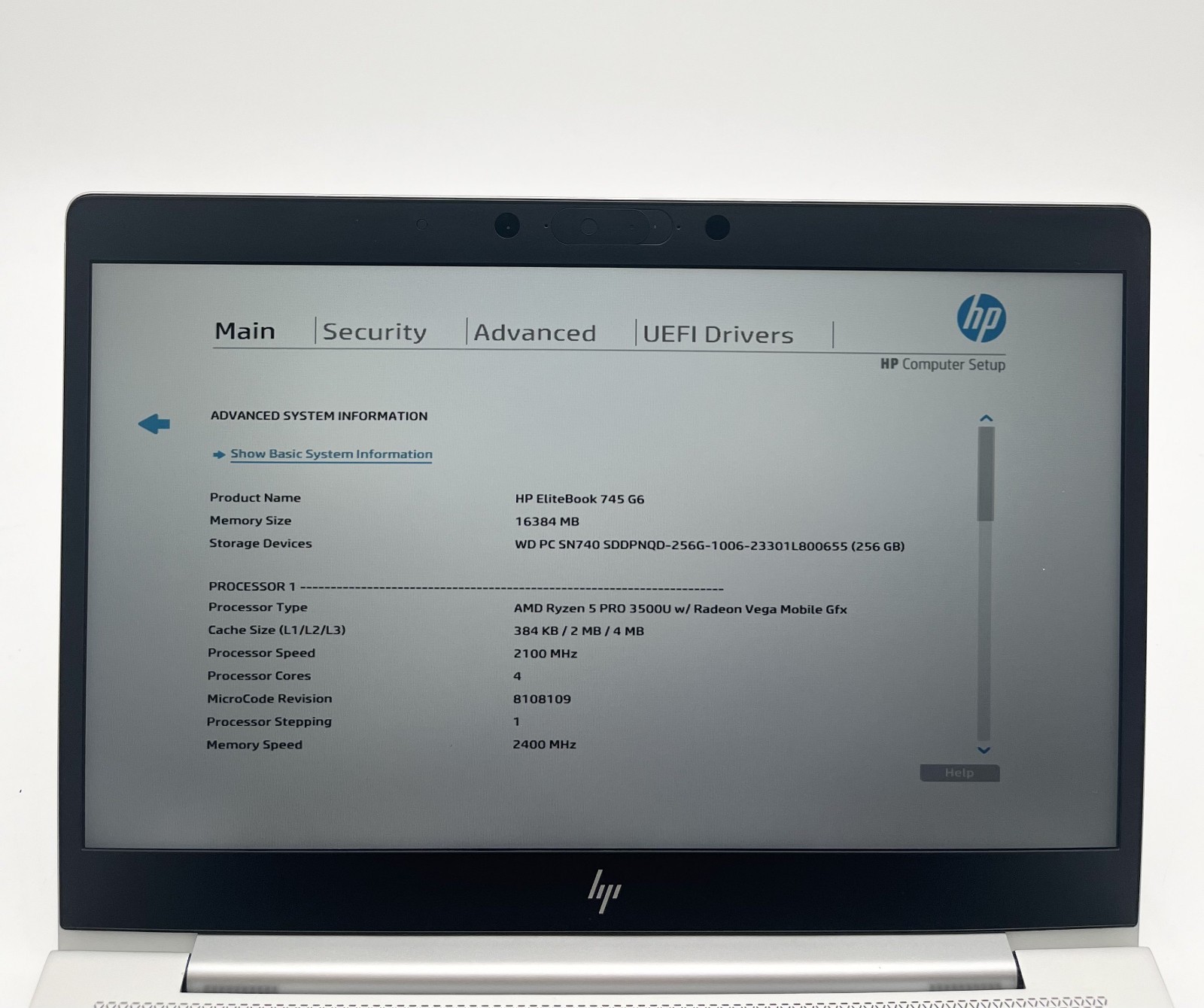 HP EliteBook 745 G6 14″ Ryzen 5 Pro 3500U 16GB RAM 256GB SSD Laptop