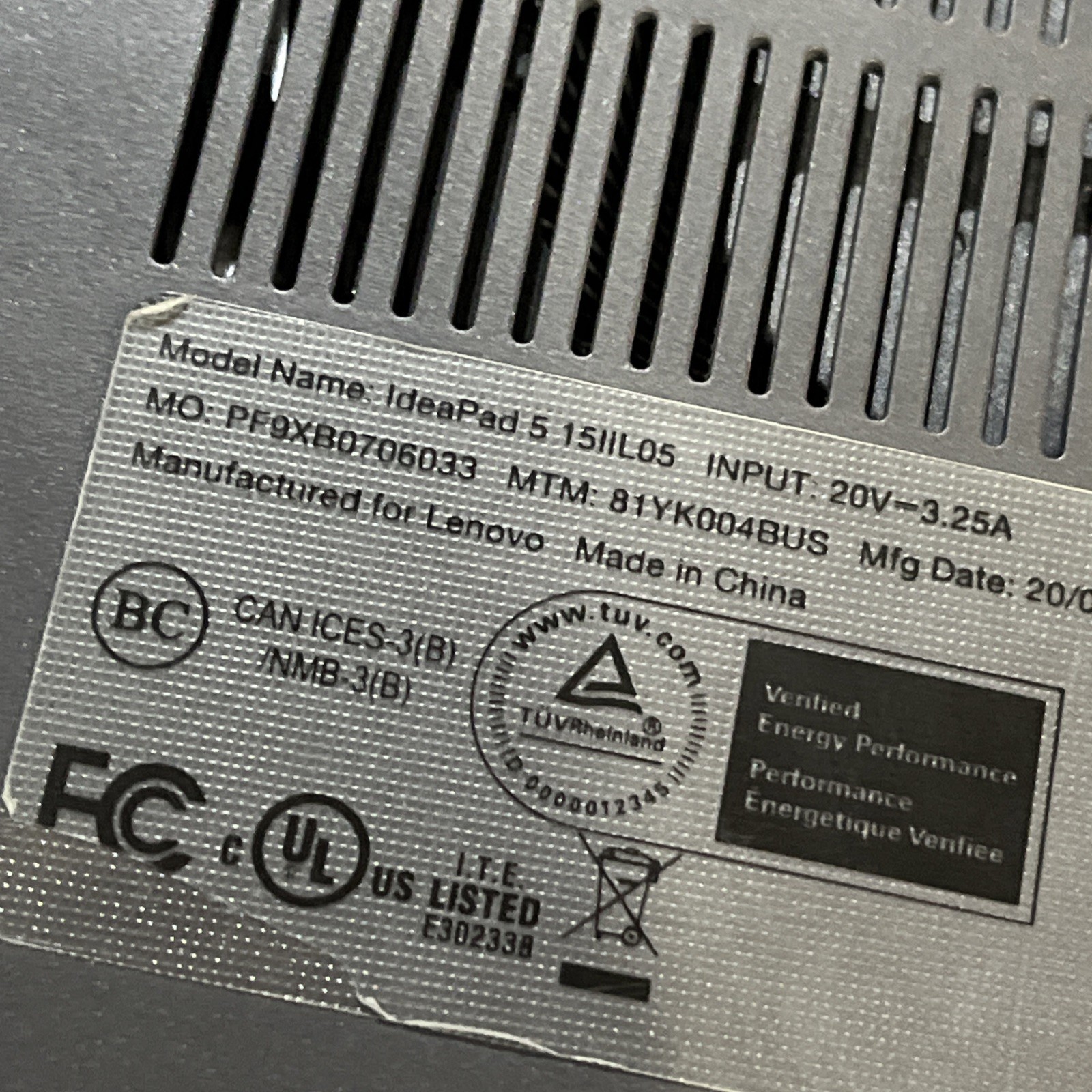 LENOVO IDEAPAD 5 INTEL CORE I5 10TH GEN 8GB RAM NO HD