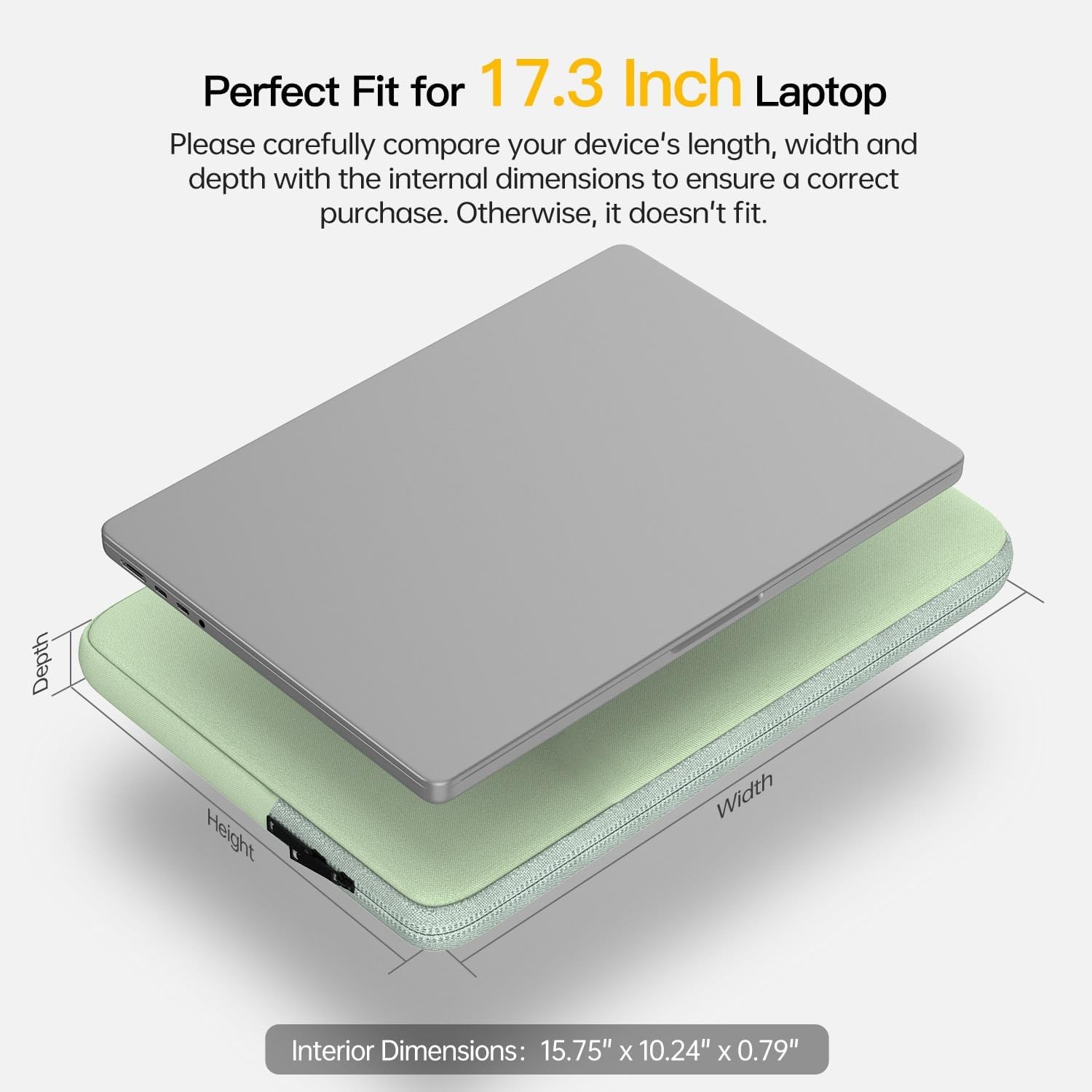 Padded Travel Case for HP 17 inch Laptop/Envy 17/Pavilion 17 – Mint Green