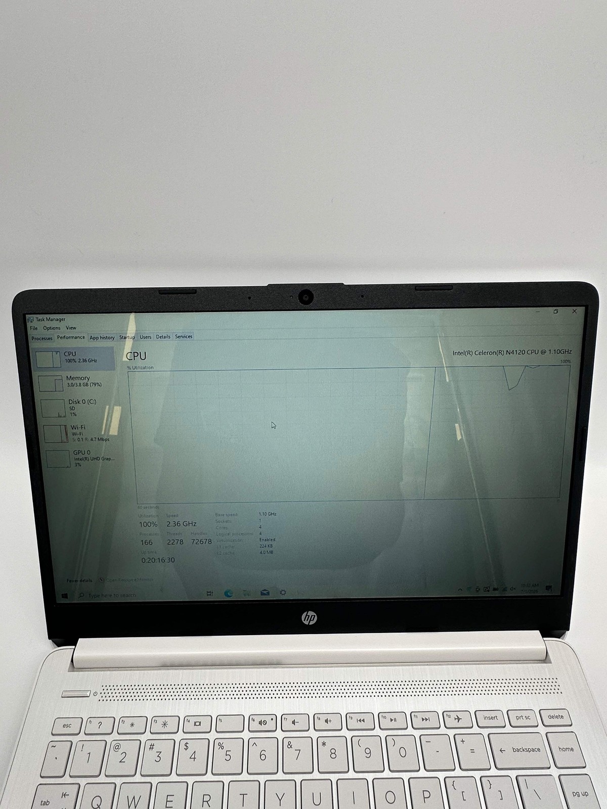 HP 14-dq0052dx 14-inch Laptop Intel Celeron 4GB 64GB White Used B