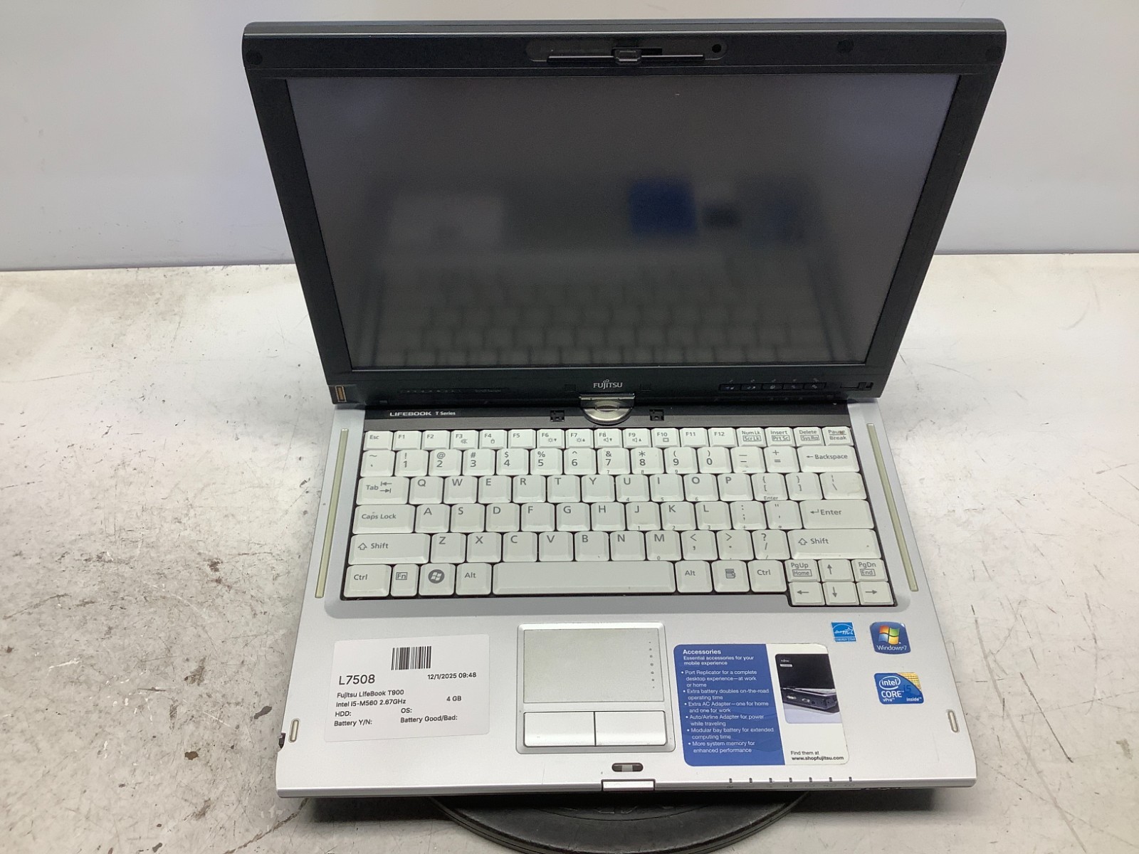 Fujitsu LifeBook T900 Intel i5-M560 2.67GHz 4 GB NO HDD