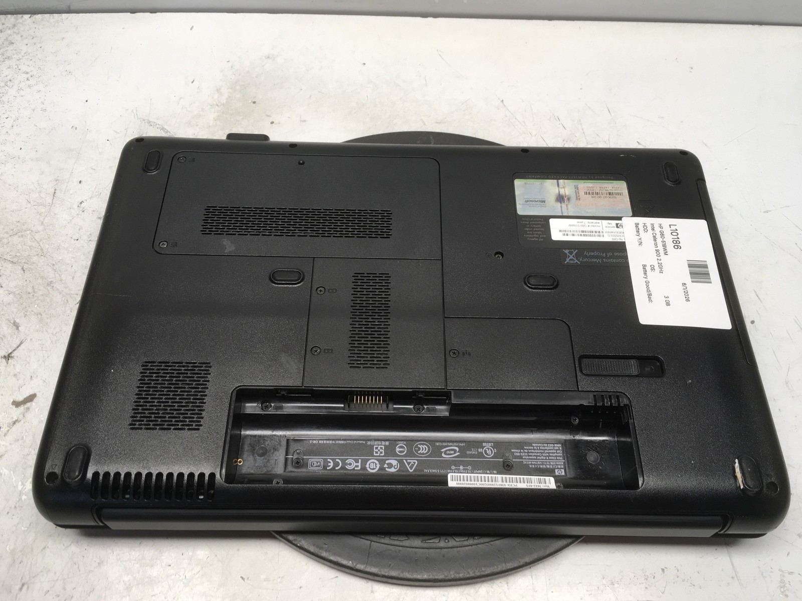 HP G60-519WM Intel Celeron 900 2.2GHz 3 GB NO HDD No Batt
