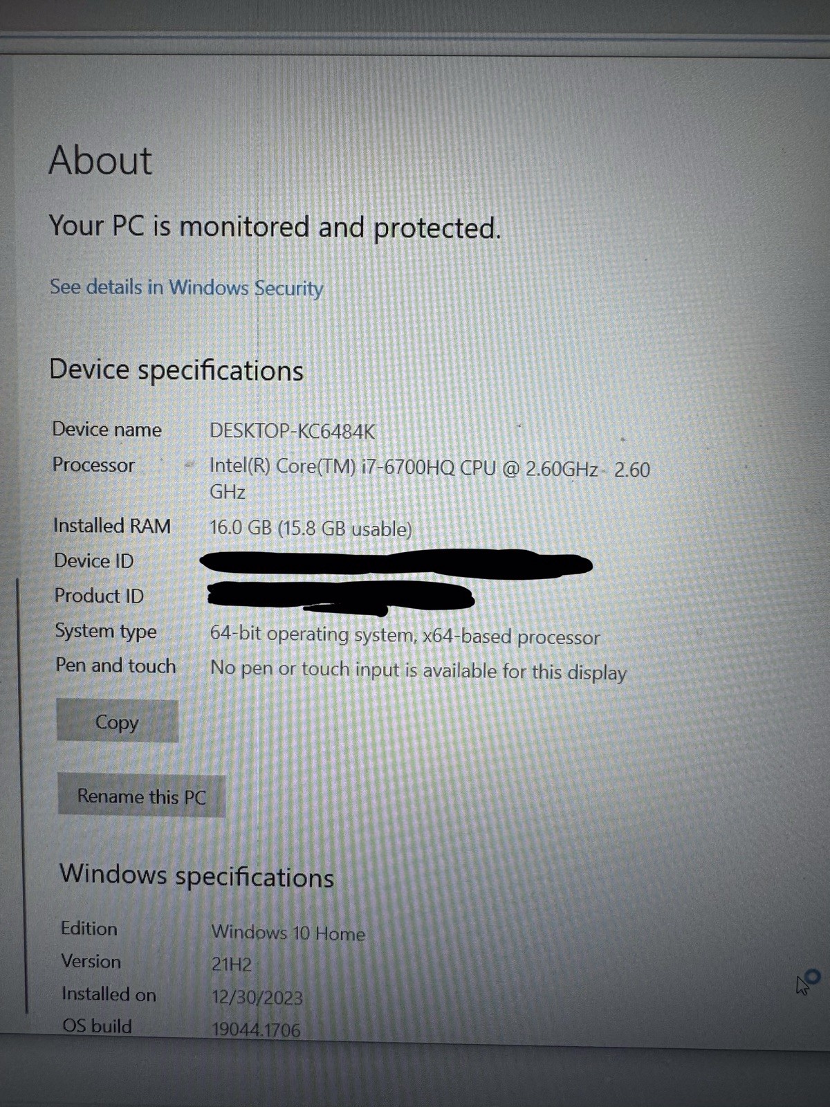 Sager Clevo N155RD1 Intel Core i7 – 6700HQ CPU with 1TB 7200RPM Windows 10 Pro
