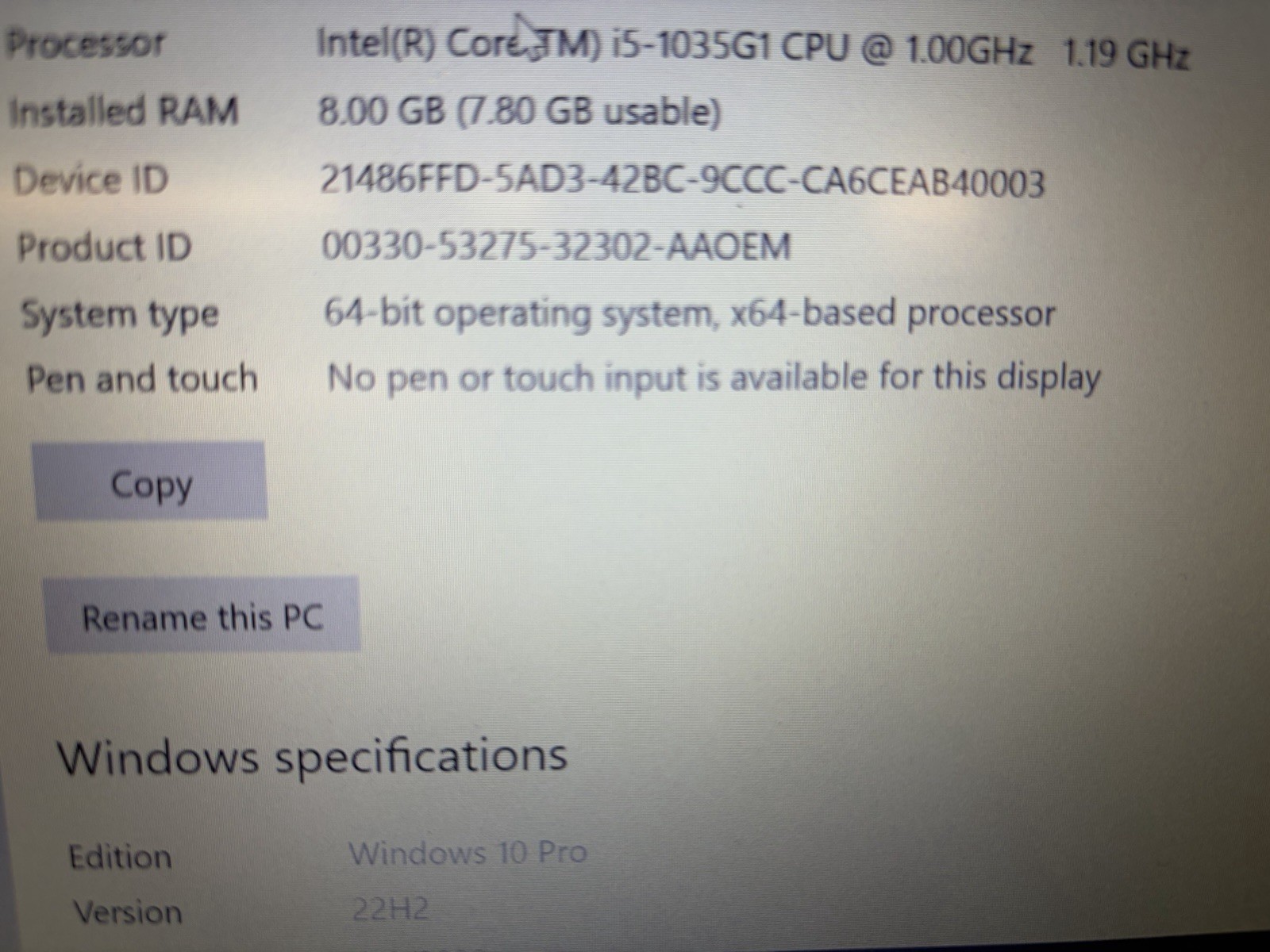 Lenovo 82C4 14 Laptop Core i5-1035G1 1.00GHz 8GB RAM 256GB SSD Windows 10 PRO