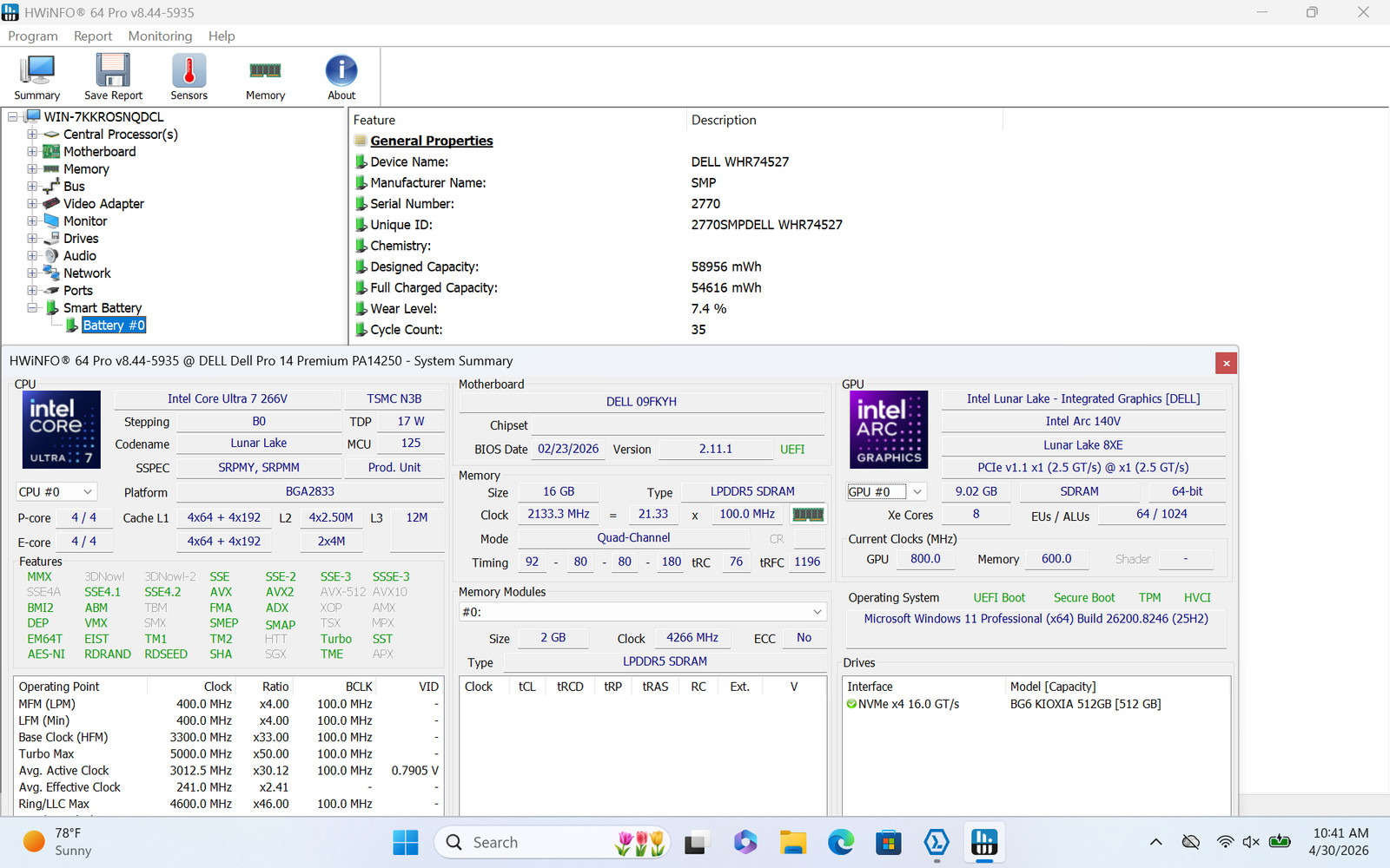 Dell Pro 14 Premium PA14250 14″ FHD+ ULTRA 7 266V 512GB 16GB W11P FPR Warranty