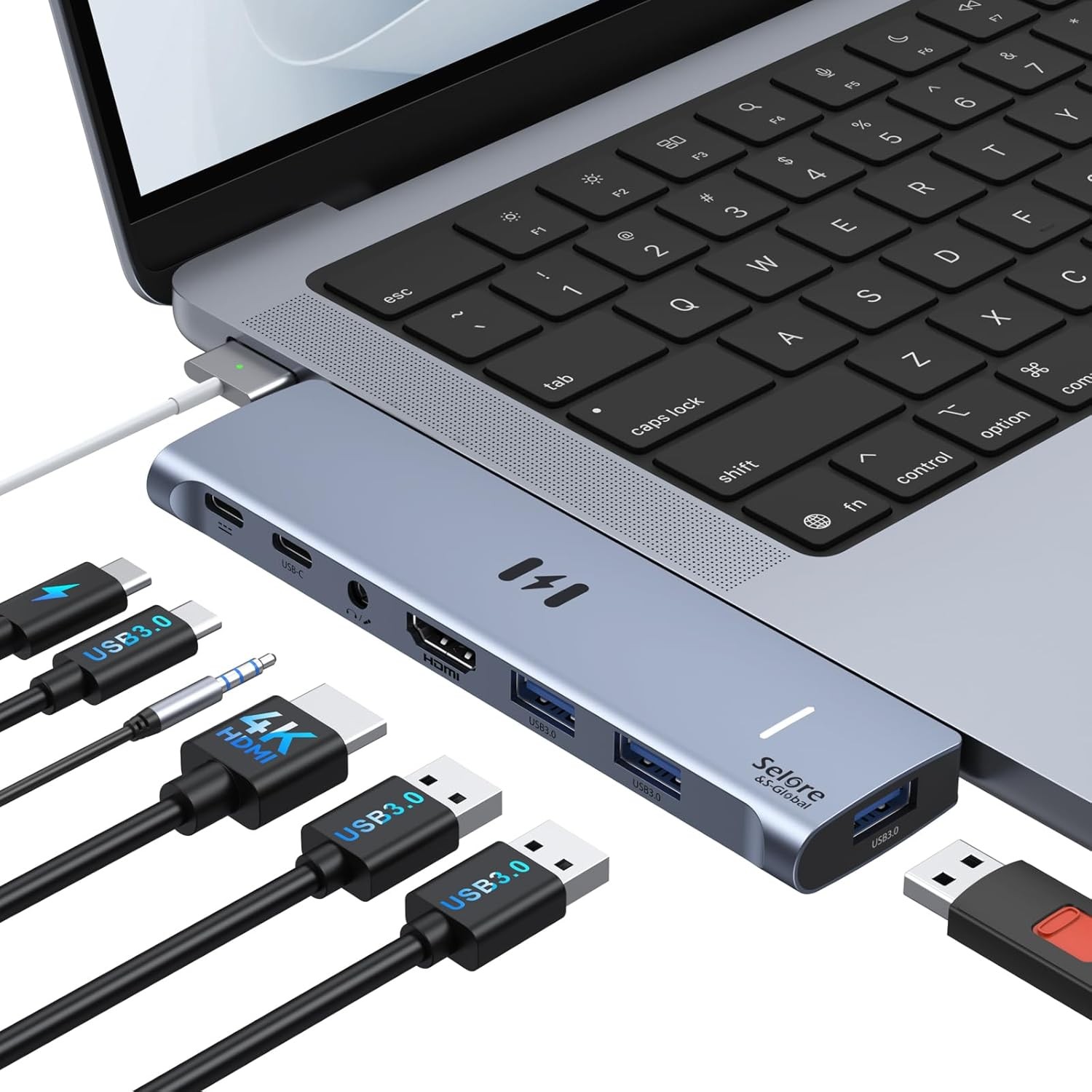 USB C Adapter HDMI Hub for MacBook Pro/Air M5 M4 M3 M2 M1 2025-2018 13″ 15″ 16″