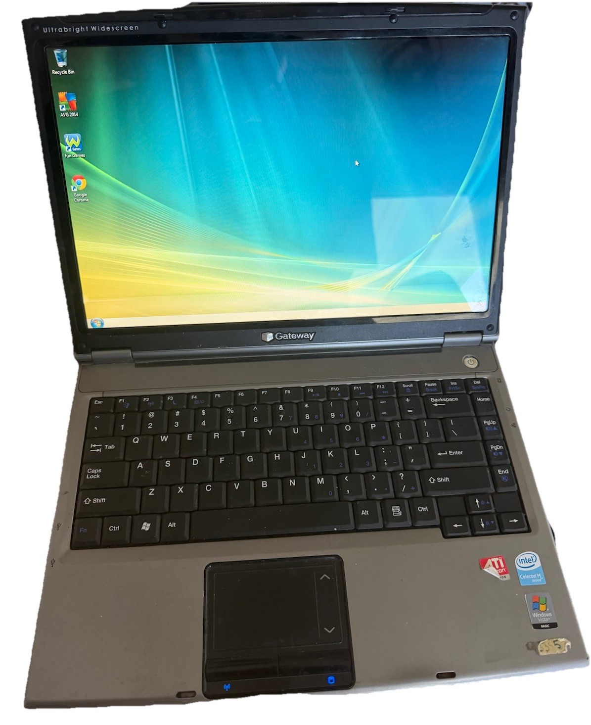 Gateway W340UI Laptop – Intel Celeron M | No HDD | Charger & Battery Included
